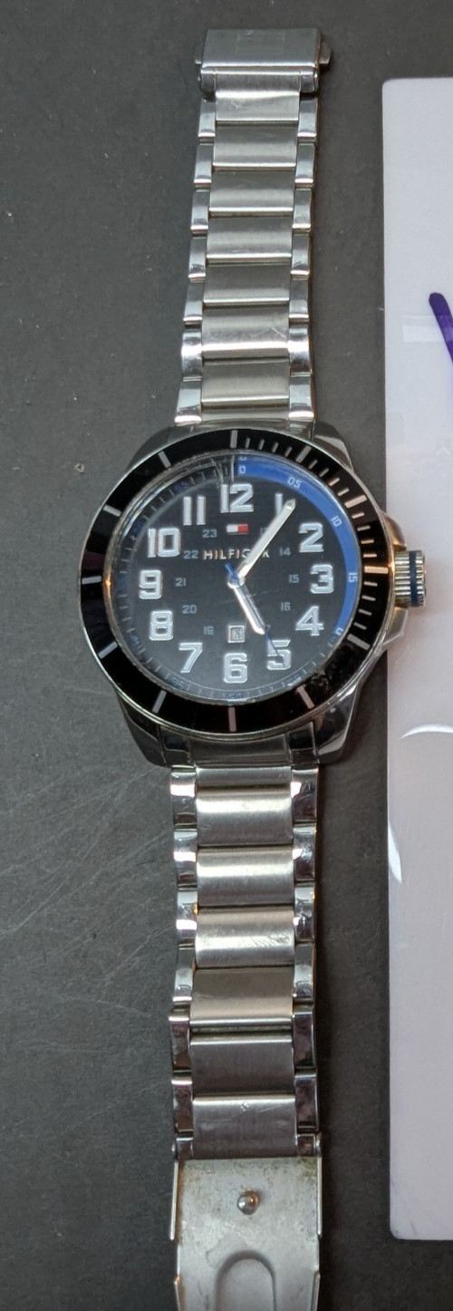 Tommy Hilfiger Three Hand Stainless Steel Black Dial 46mm Watch 30M / 3 ATM