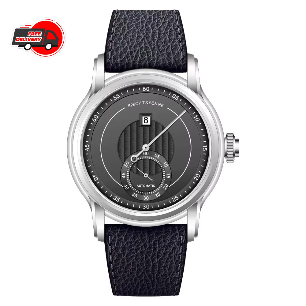 Specht & Söhne Men’s 39mm Jumping Hour Automatic Watch Sapphire Crystal Leather