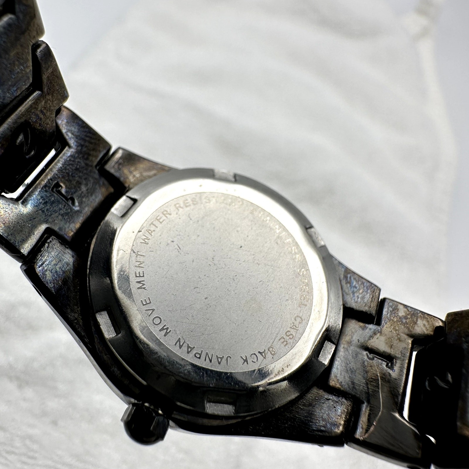 Versales Black Quartz Analog Watch with Geometric Metal Bracelet