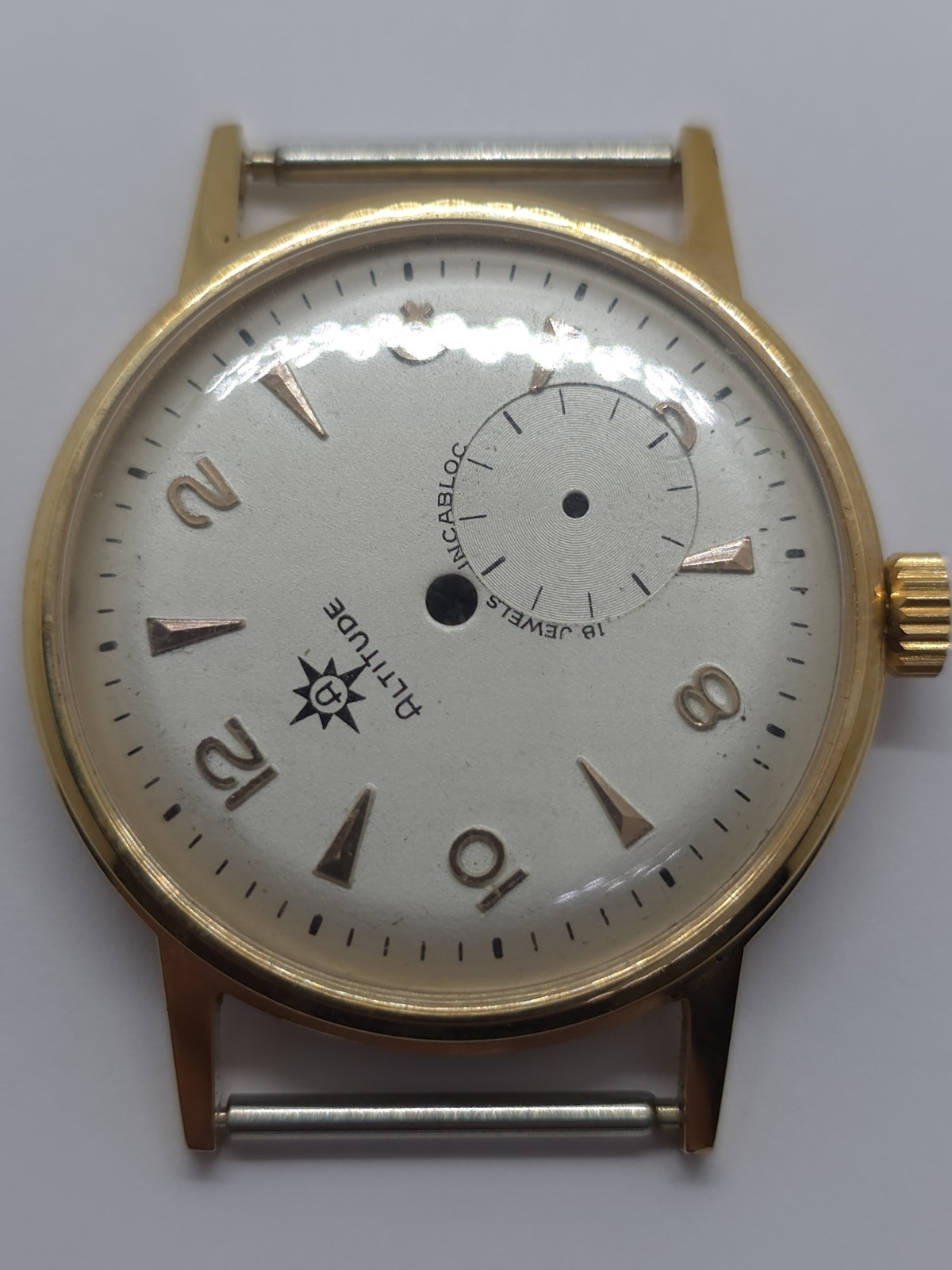 Vintage NOS NEW Case Dial Crown For Altitude Gold Plated Cal. VC 233-60 FE