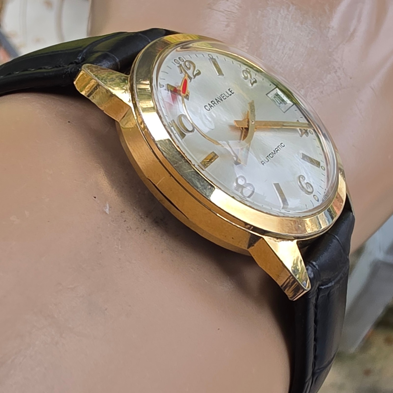 Vintage Bulova Caravelle men’s automatic watch Rocket second hand Germany 1976