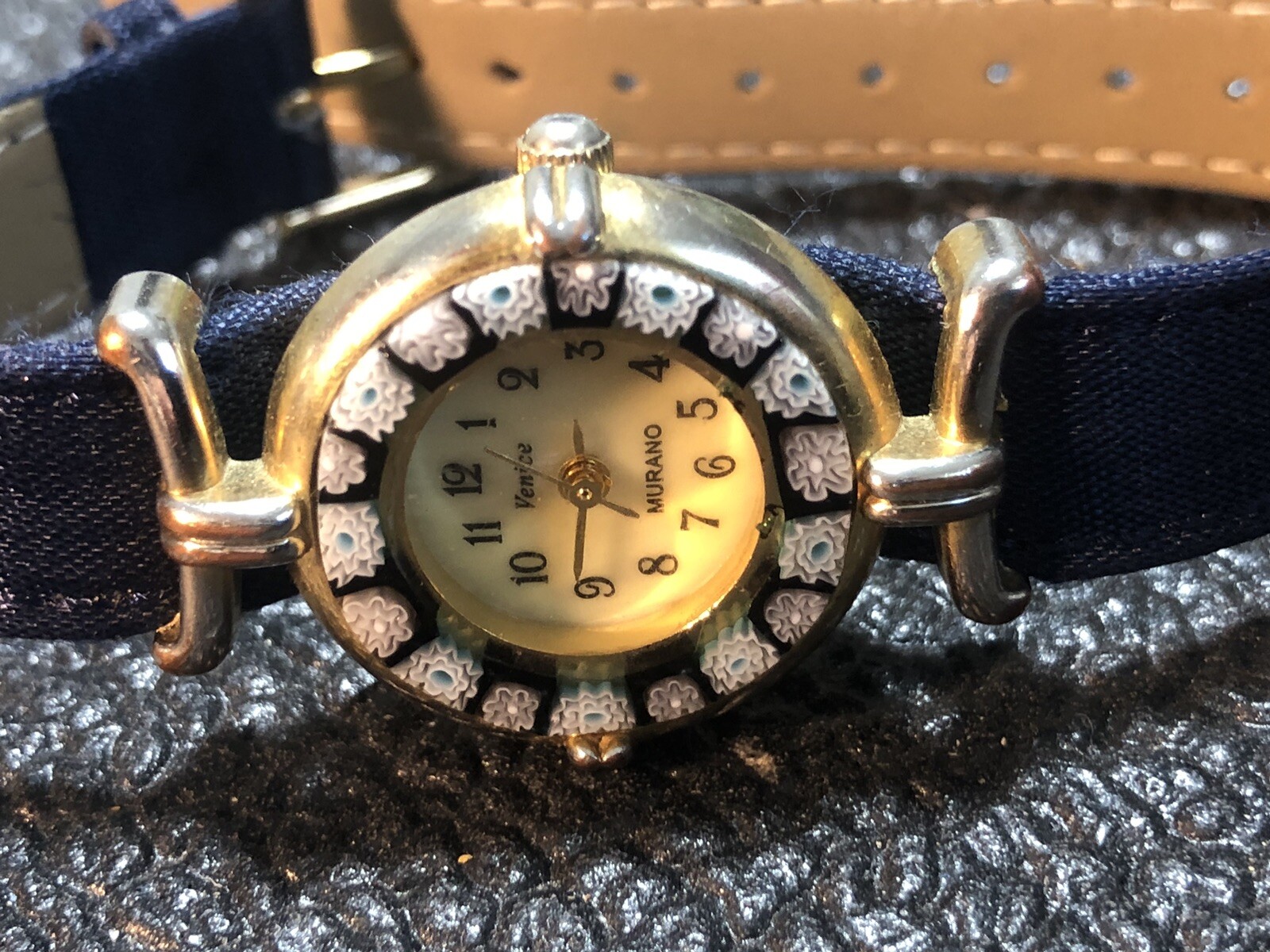 Venice Murano Millefiori Women’s Watch 24mm Navy Blue New Peugeot Band & Battery
