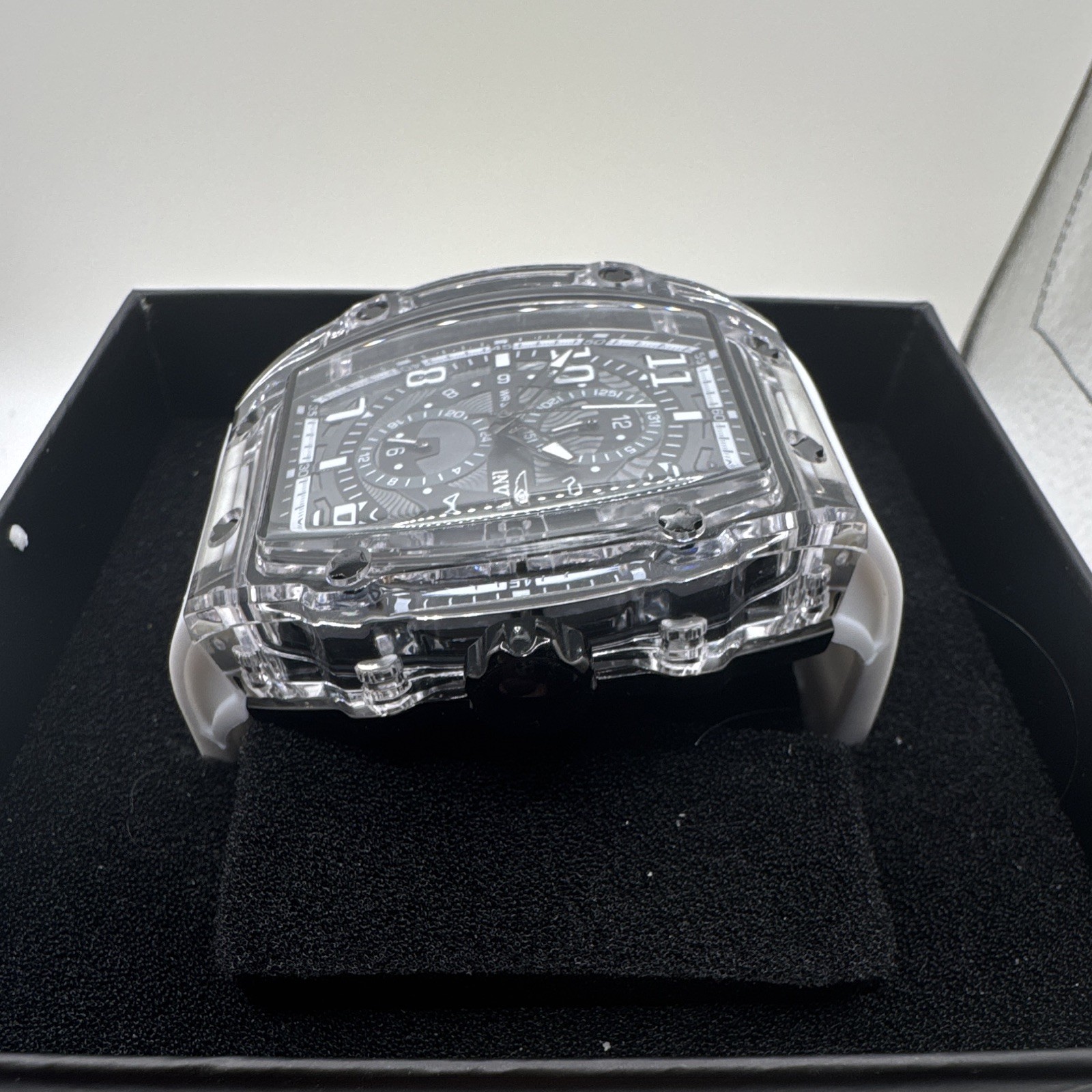 Invicta Men’s Quartz Chronograph Analog Clear Plastic Case White Rubber 52mm