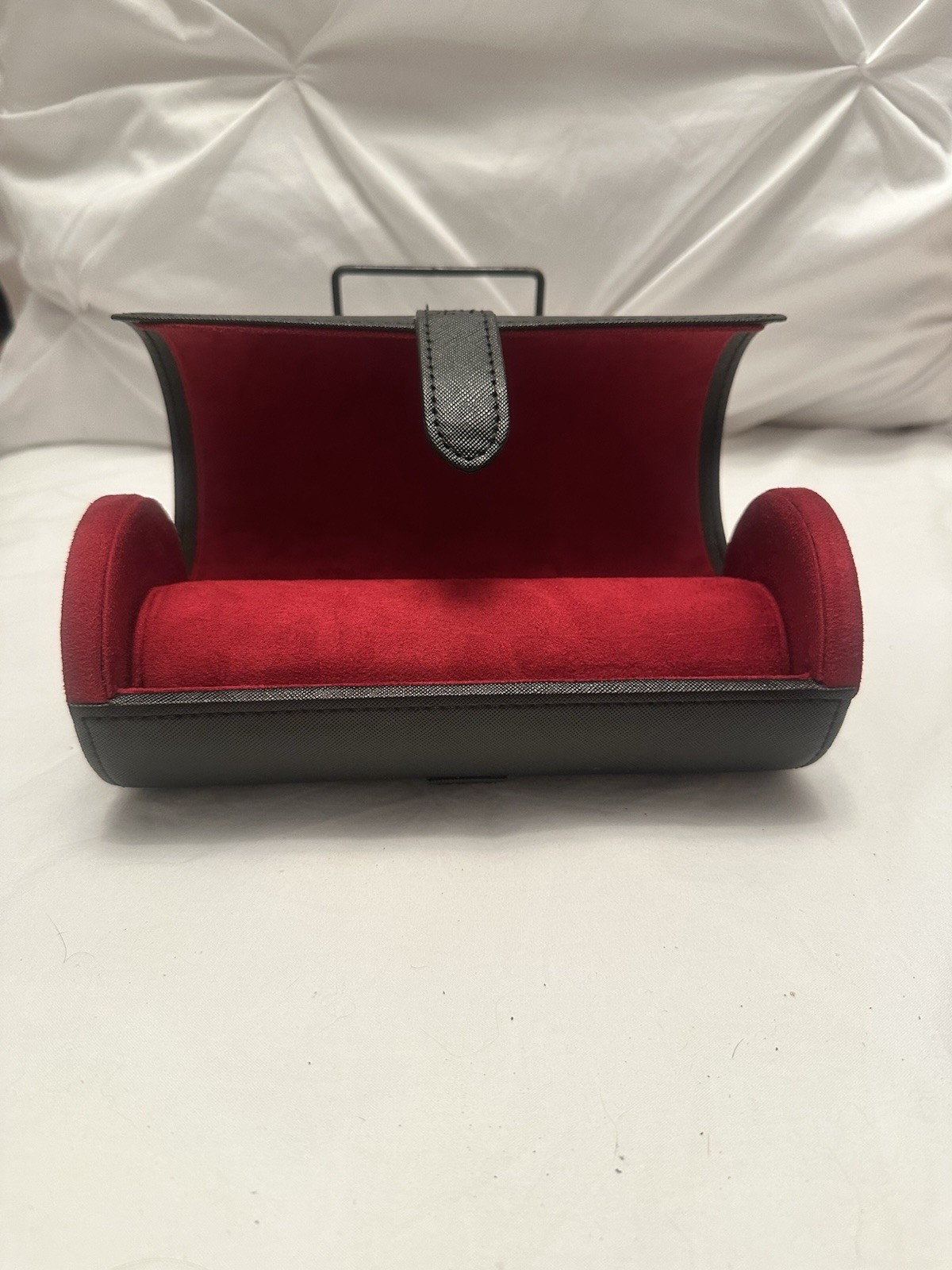 Black Faux Leather Hard Shell Case for Watches or Bracelets