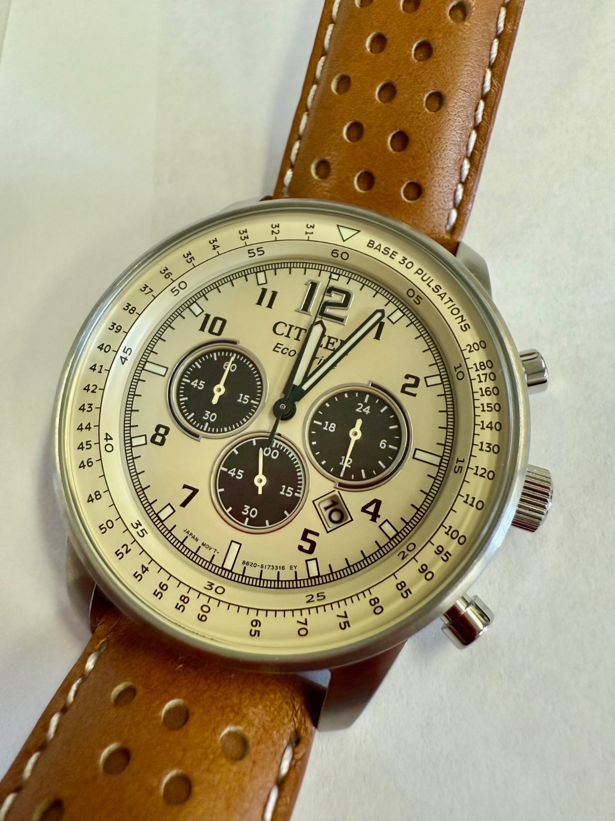 Citizen Eco-Drive Beige Men’s CA4500-08X Eco-Drive Chronograph Stainless Steel