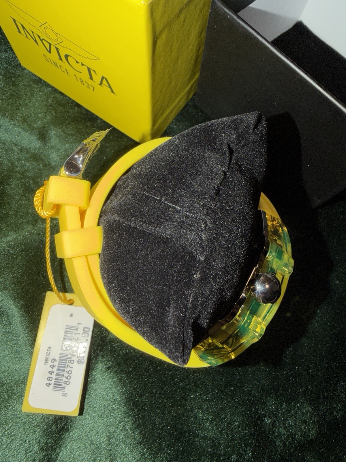 Invicta Bolt Quartz Chronograph Yellow Silicone Strap 52mm 30m Watch w/ Box