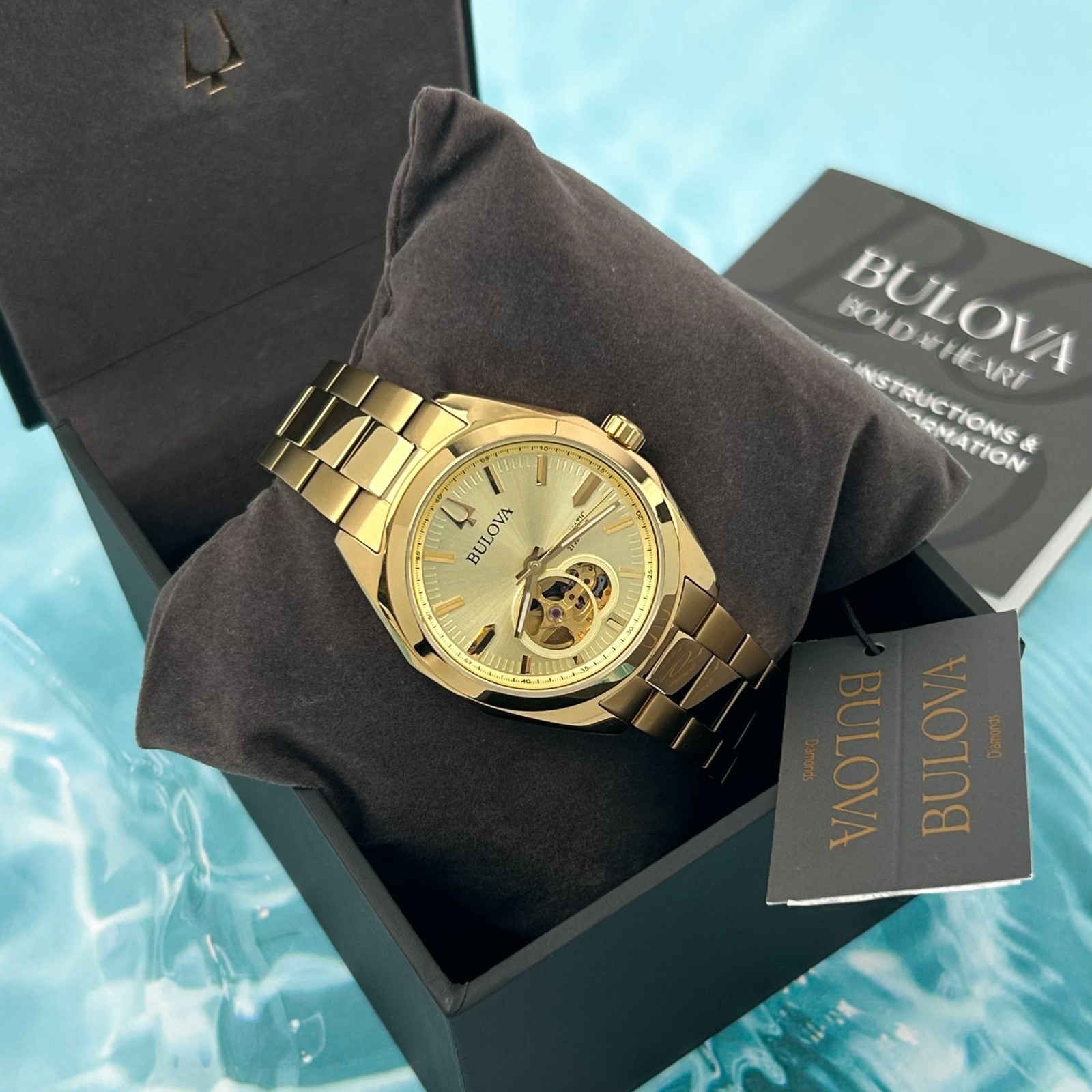 Bulova Men’s 97A182 Surveyor Champagne Dial Gold Automatic Automatic Watch 39MM