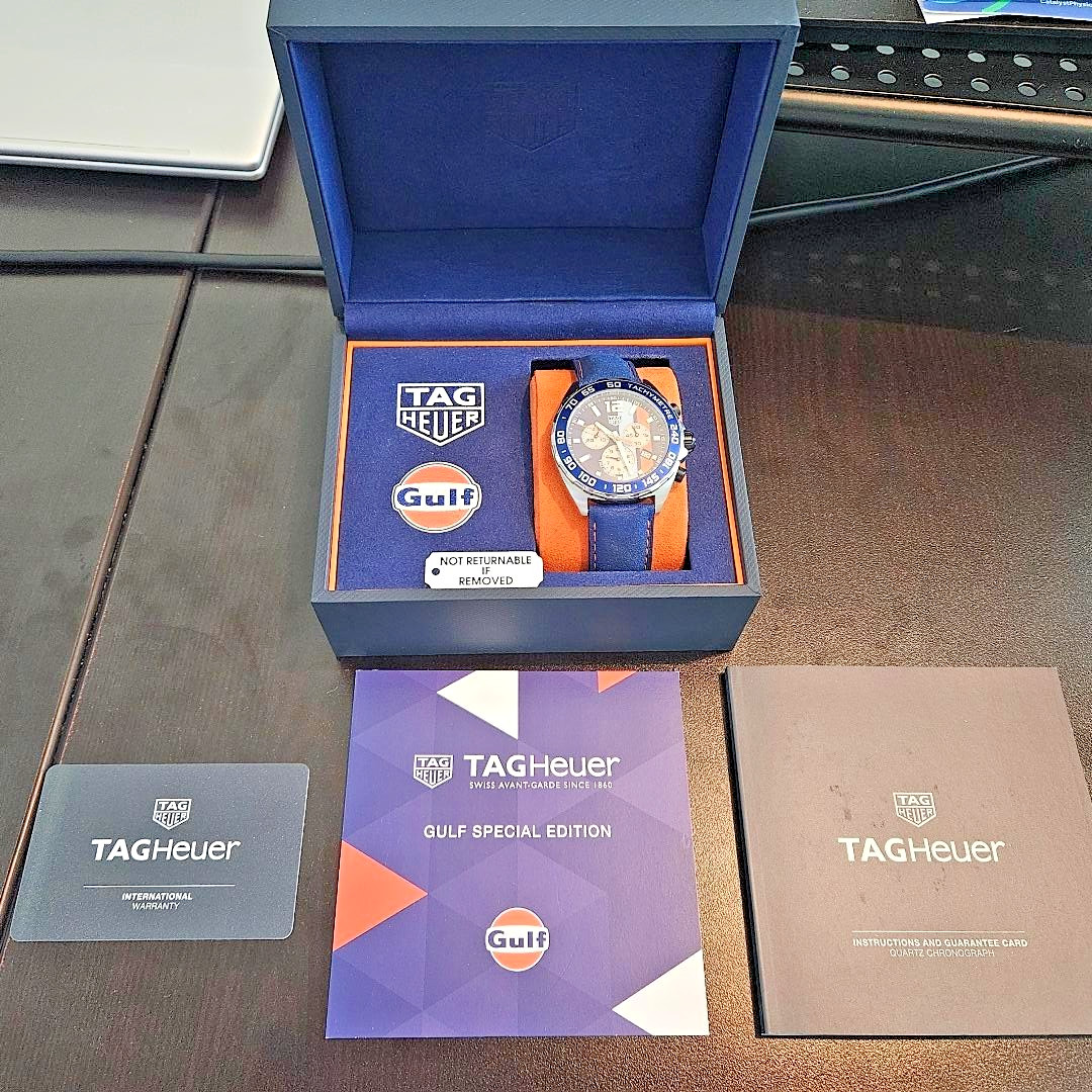 TAG Heuer Formula 1 Gulf Special Edition Chronograph Watch w/ Box & Papers