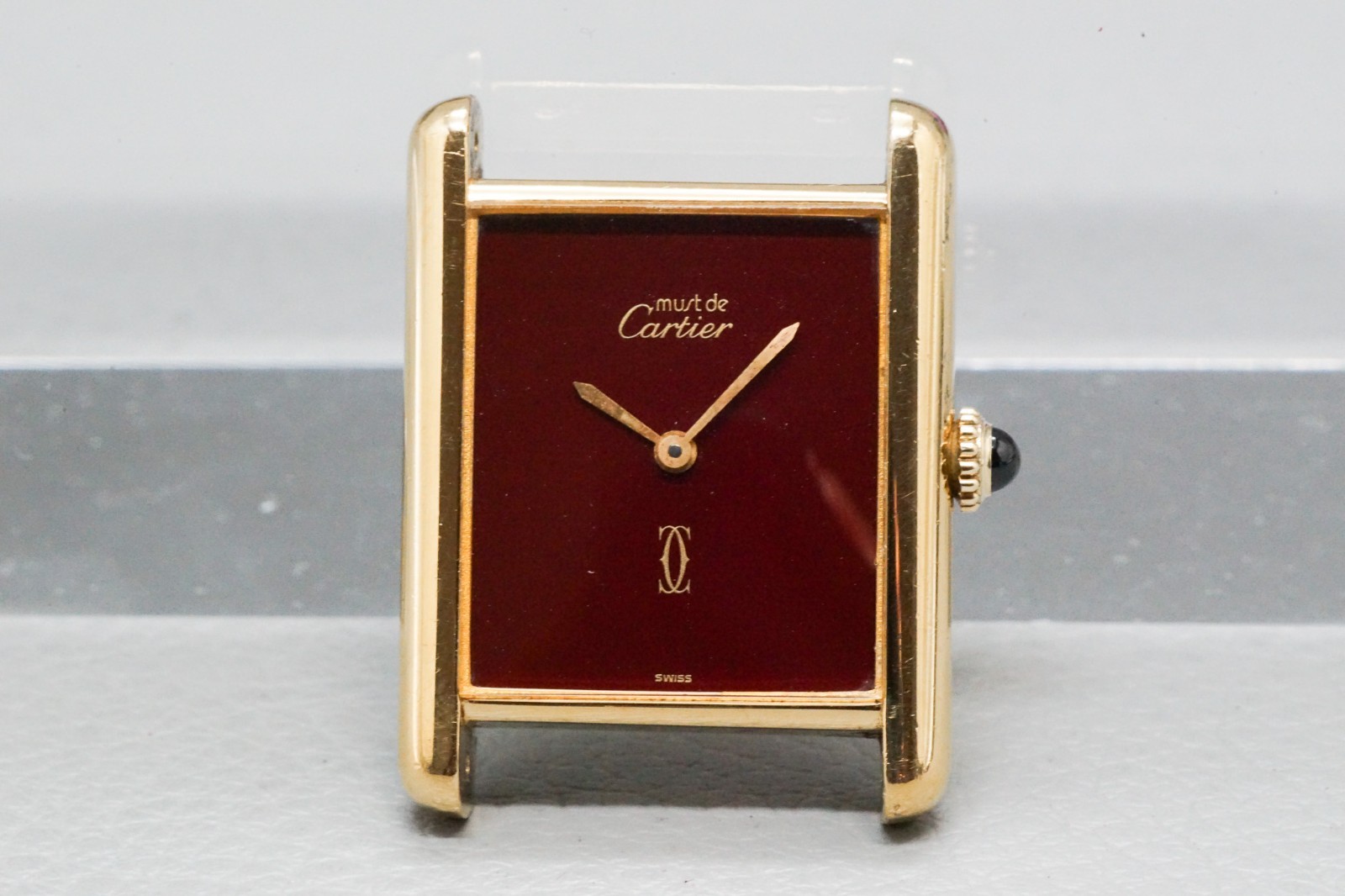 *VINTAGE* CARTIER Must de Cartier TANK LM Cal.78-1 Garnet Dial 23mm Manual Watch