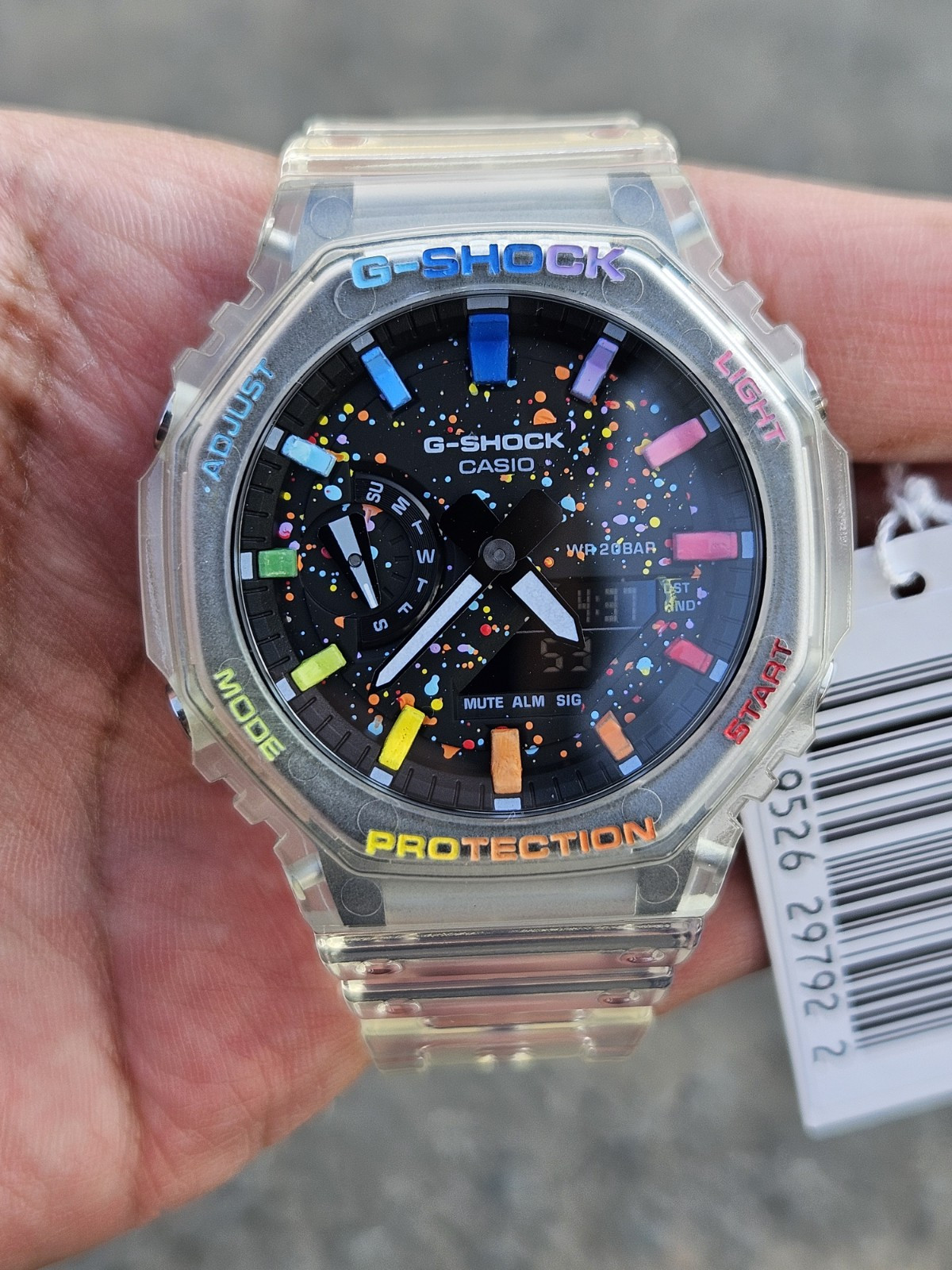 Casio G-Shock GA-2100 Custom Transparent Mod – Rainbow Index – Unique Design