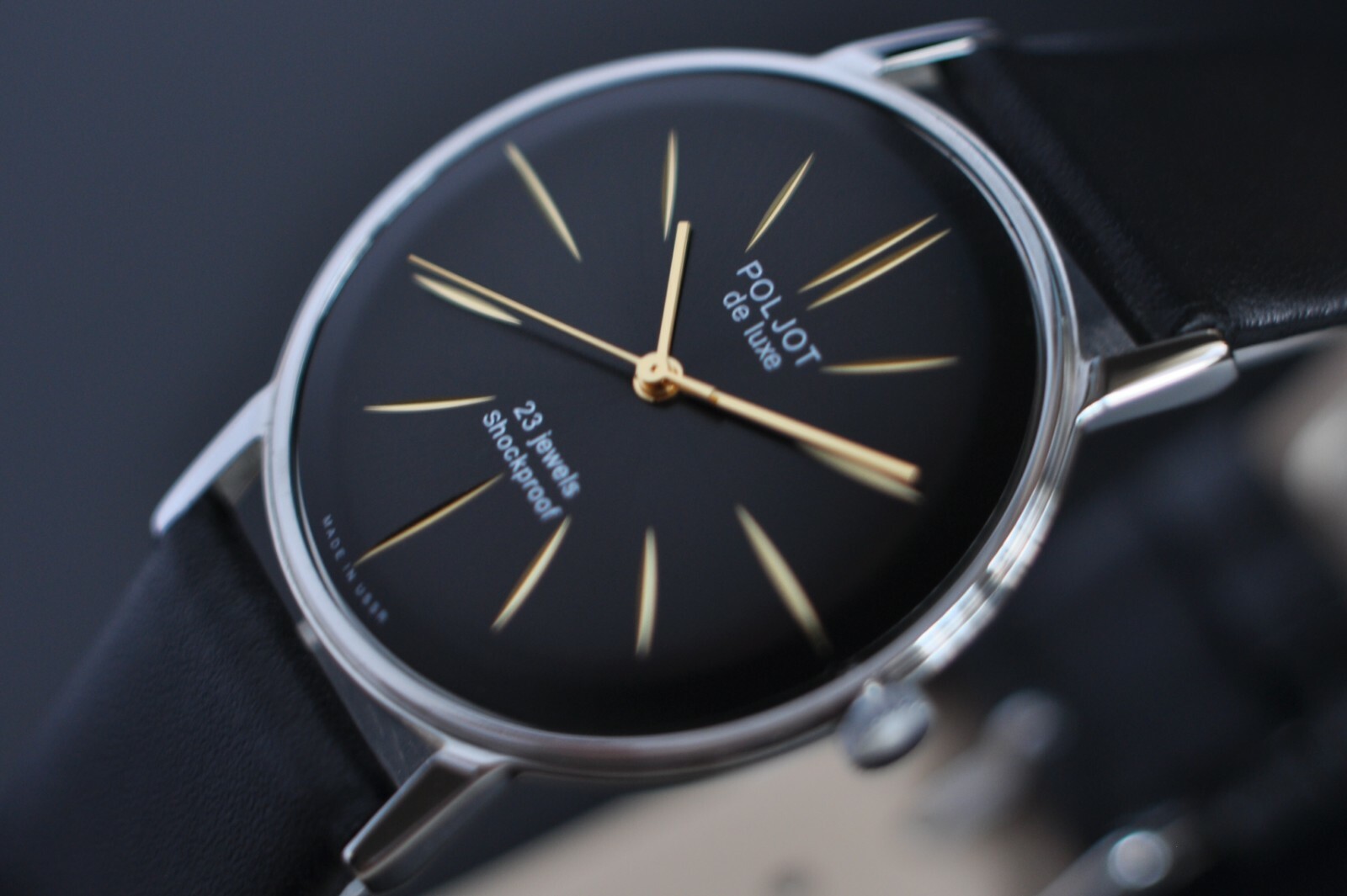 NOS! Poljot De LUXE Extra SLIM Watch Men’s Vintage USSR Case St.Steel R.