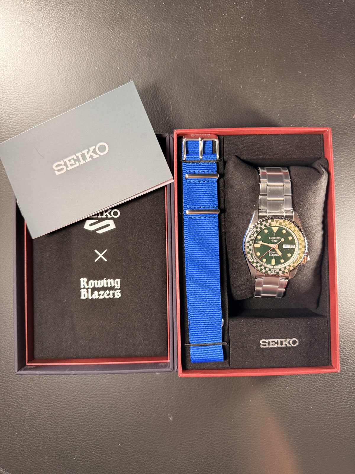 Seiko 5 Sports Rowing Blazers Green Dial 38mm Automatic FULL SET & In Hand