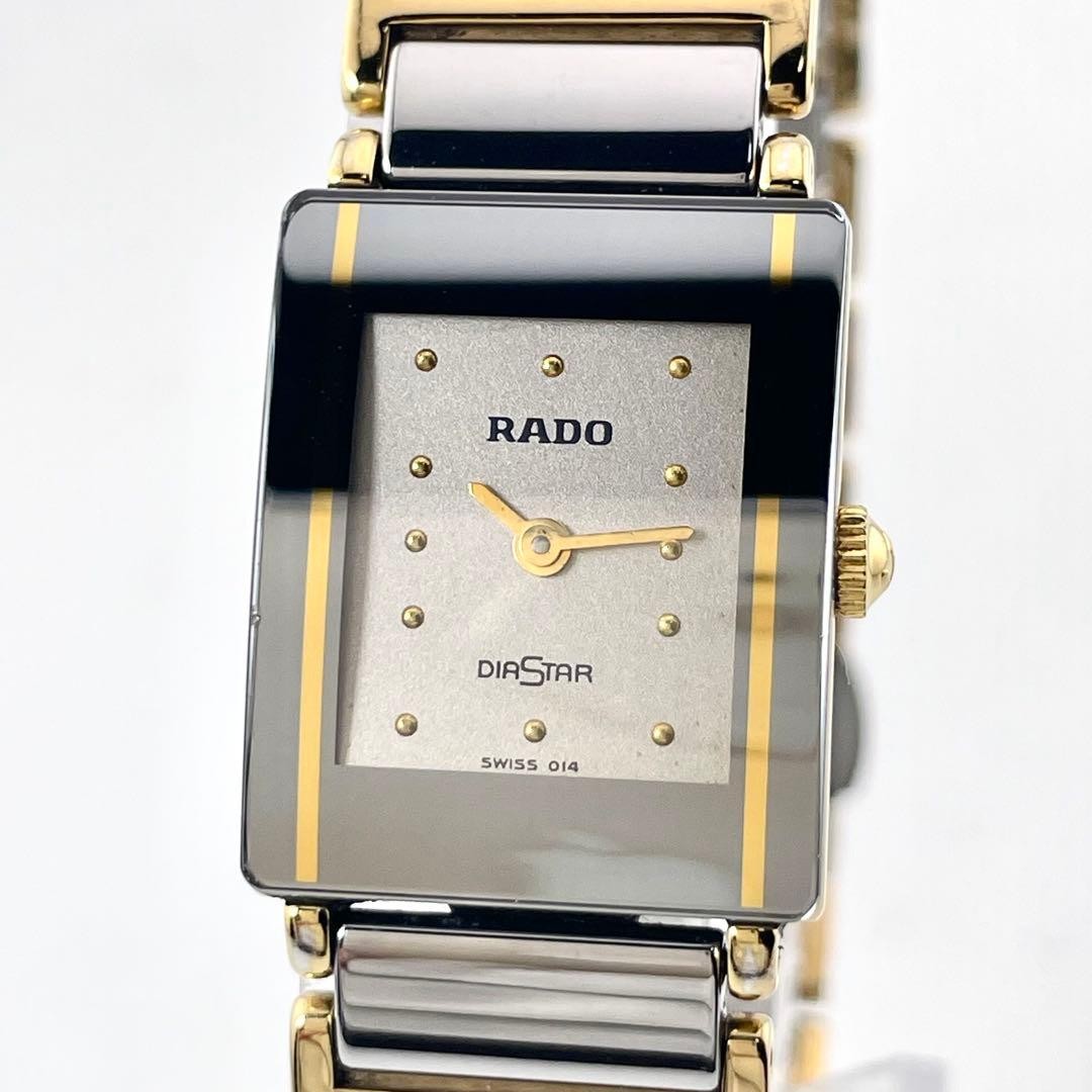 Rado Diastar Gold Square Ladies Watch Quartz New Battery Japan 072470