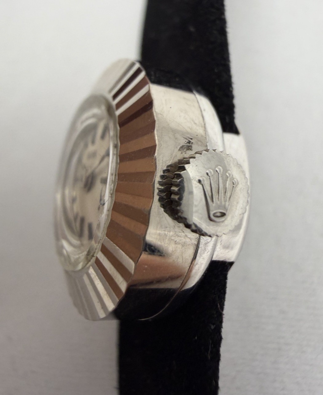 Tudor Chameleon White Gold 18k Gold Watch w ROLEX Crown