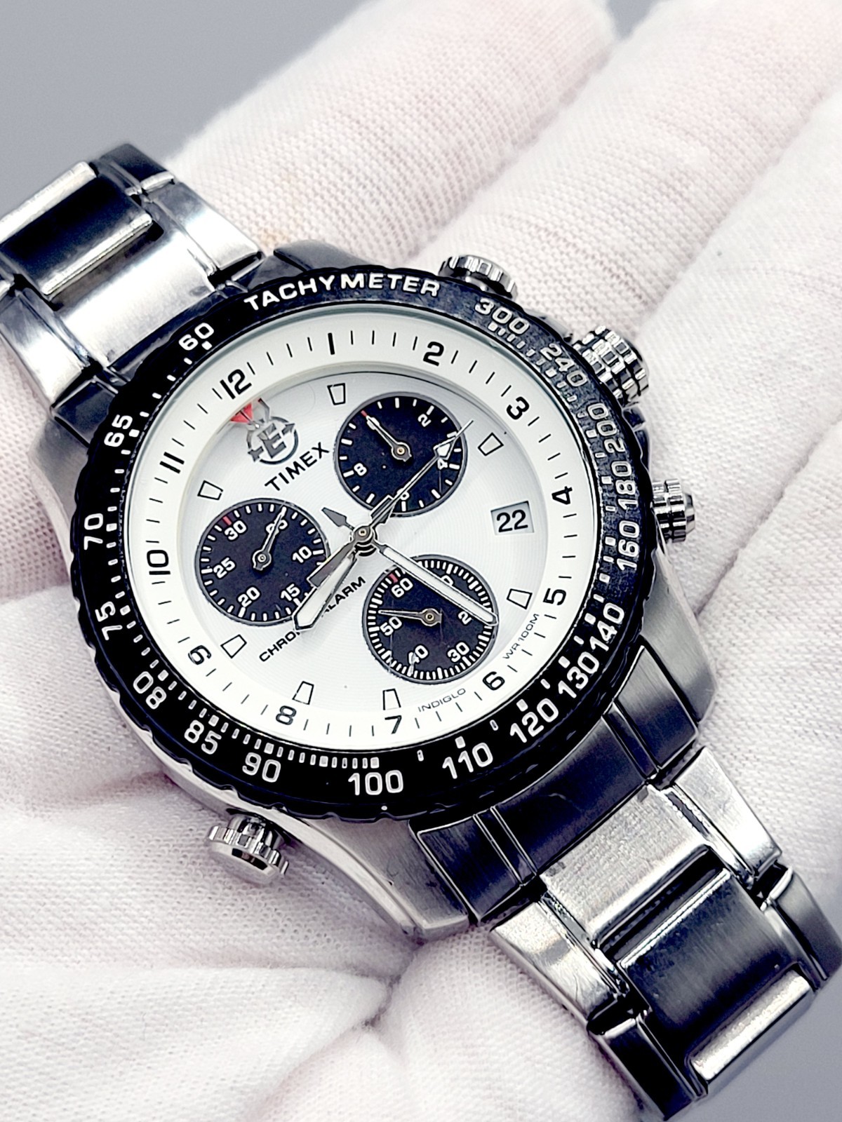 N MINT Timex Expedition T42331 Indiglo Chronograph Tachymeter Alarm watc G2U