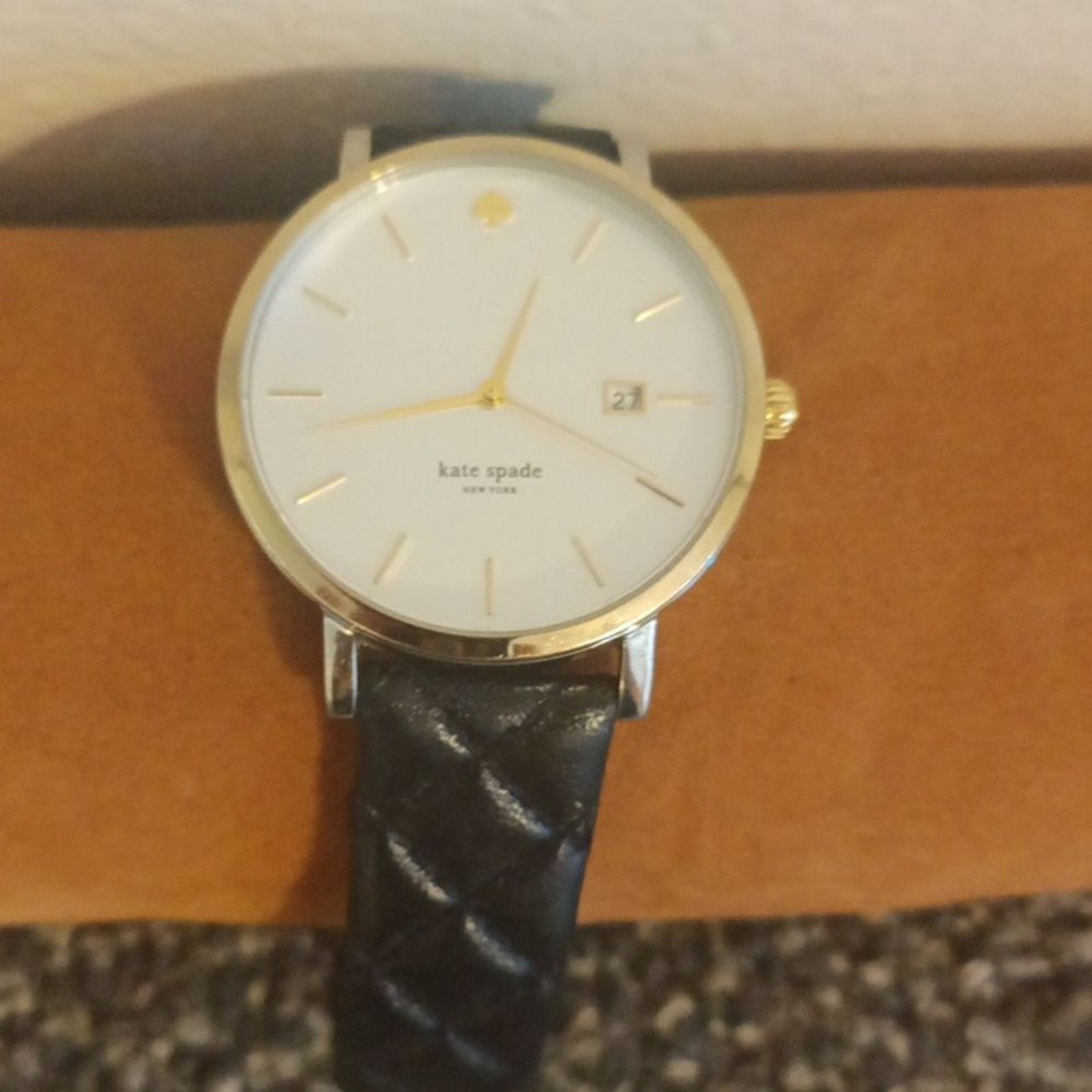 Kate Spade Metro Grand white dial black quilted leather women’s watch