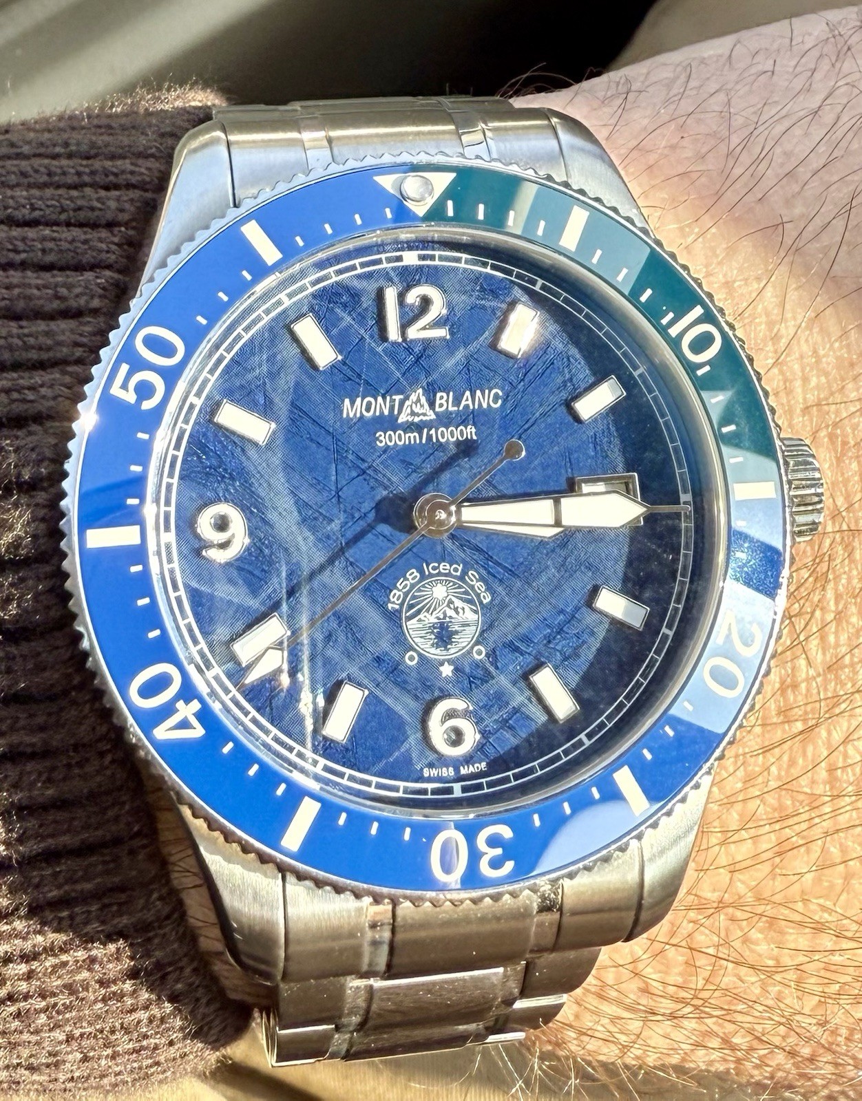 💙🧊 Montblanc 1858 Iced Sea Automatic Glacier Blue Dial Swiss Diver 🧊💙