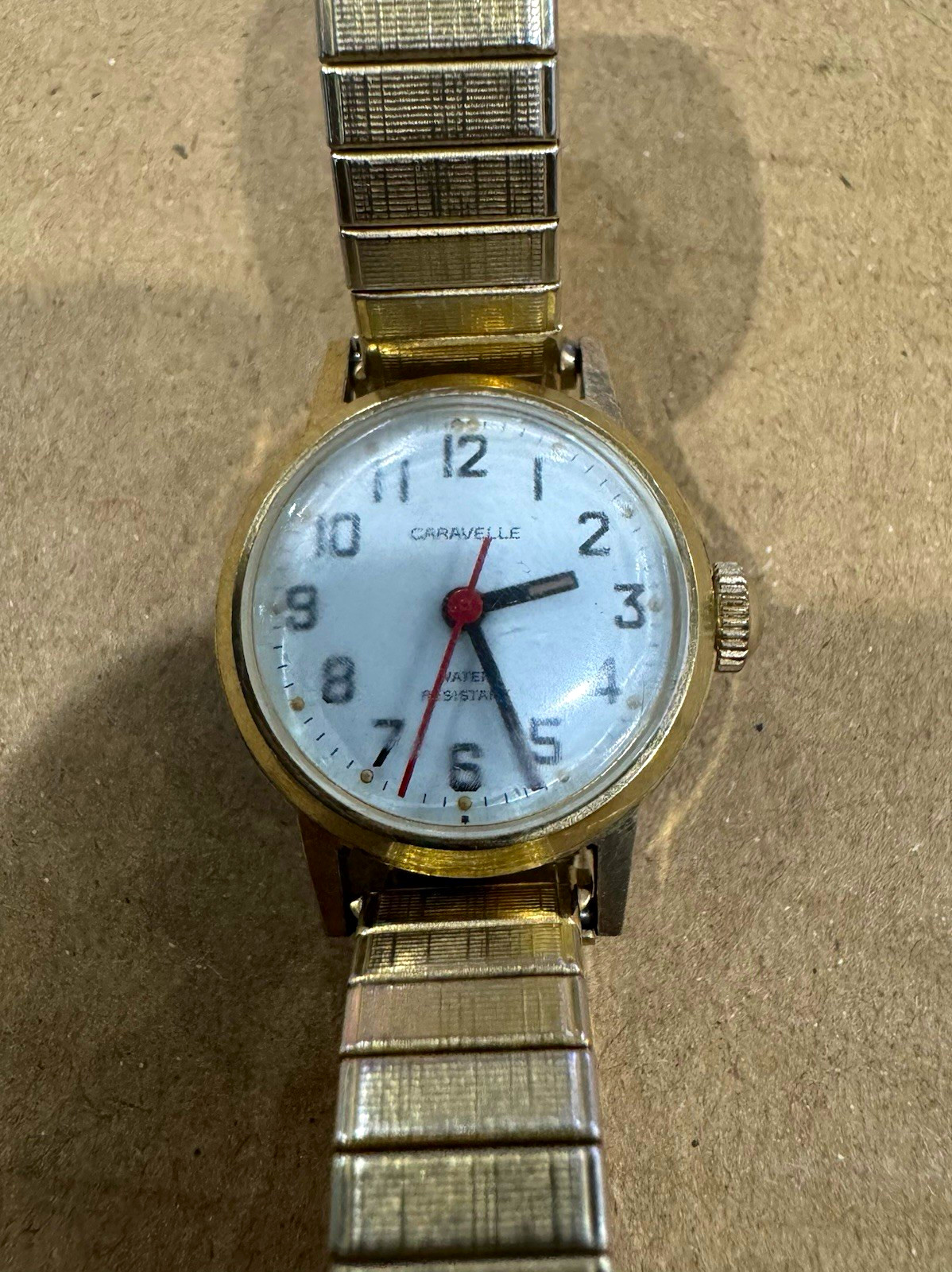 Caravelle N1 Manual Mechanical Water-Resistant White Dial Gold Band 22mm case