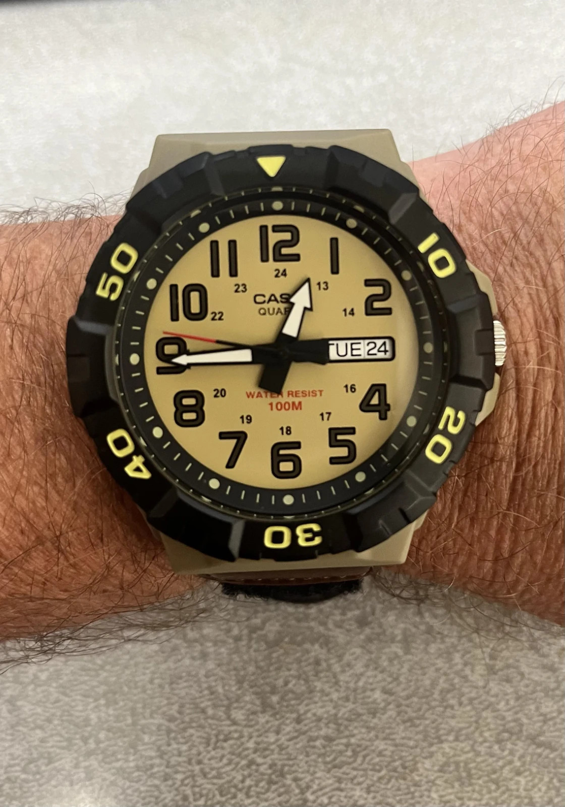 Casio MRW210HB-5BV Men’s Tan Sport Watch 100 Meter WR, Date Window, Nylon Band