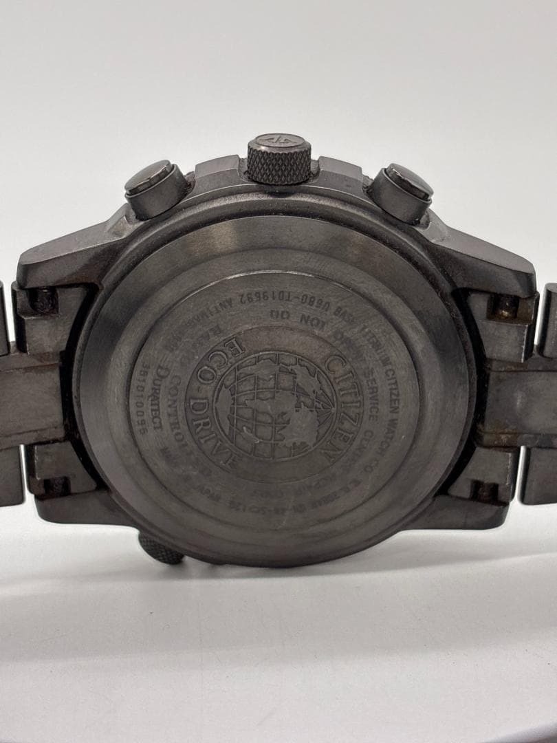 Working CITIZEN Eco Drive U680 T01969 Chronograph Solar Radio Wave Men’s Watch W