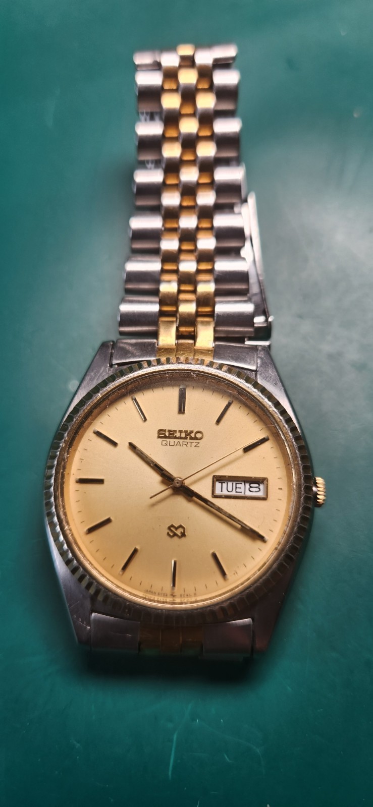 Vintage 1989 Seiko SQ 5Y23-8A60 Presidential Two-Tone Date Watch Runs