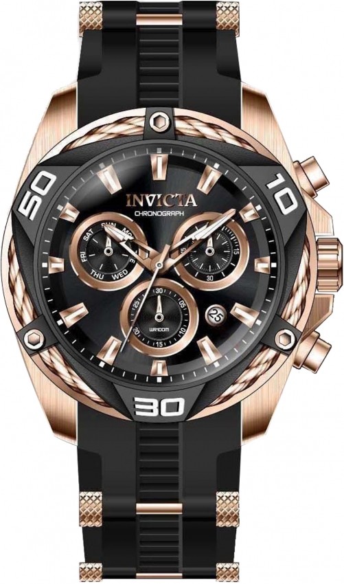 Invicta Men’s Bolt Chronograph Quartz 50MM Black Dial Silicone Watch 31316