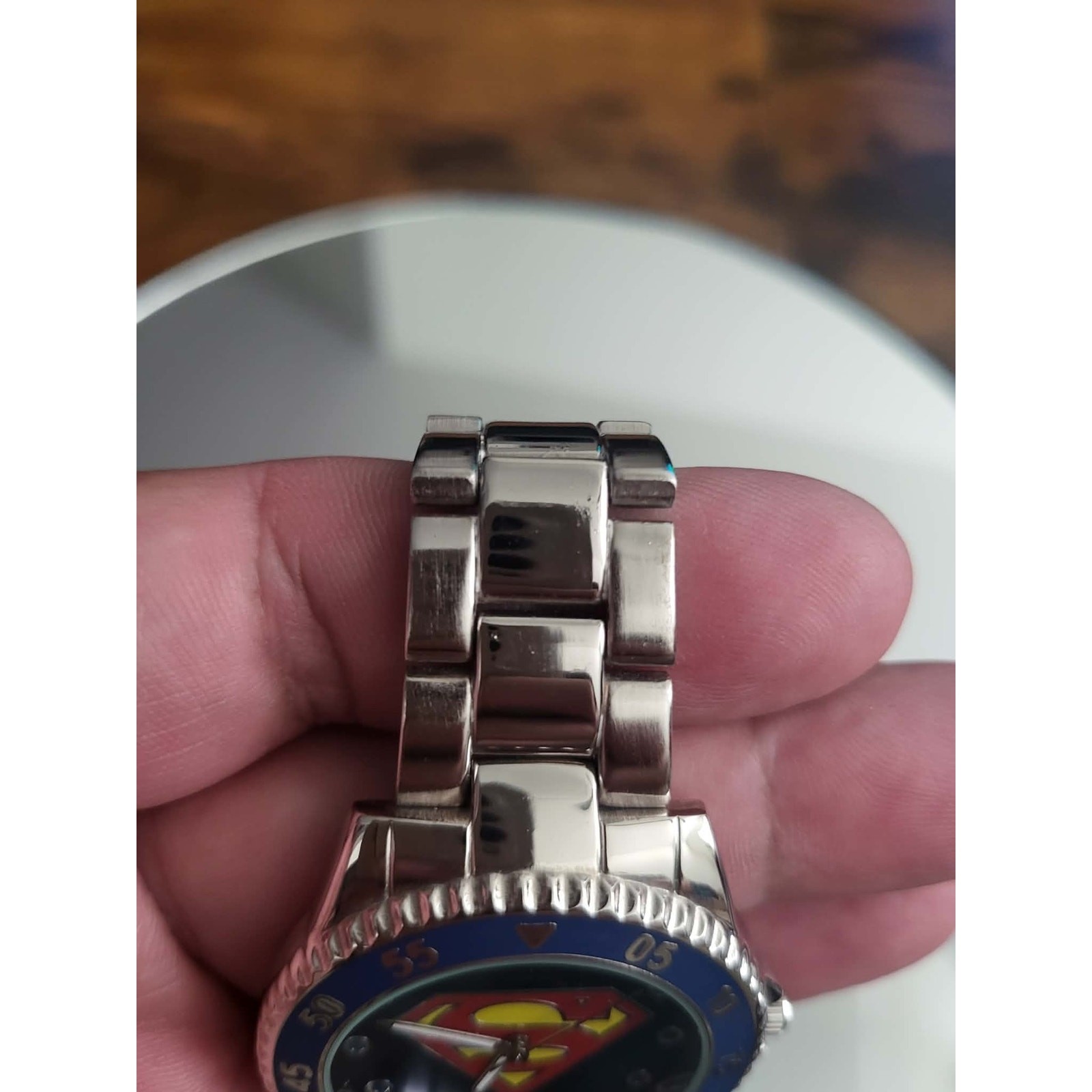 DC Comics Superman Logo Silver-Tone Analog Quartz Watch