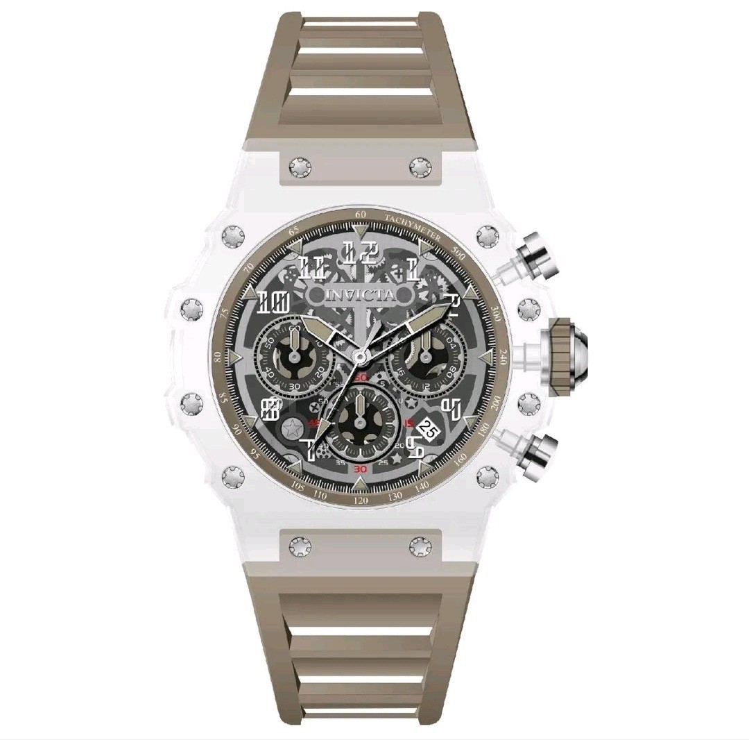 Invicta Racing Vaulthan Men’s Watch 69684 44mm Clear W/Khaki Band New!!