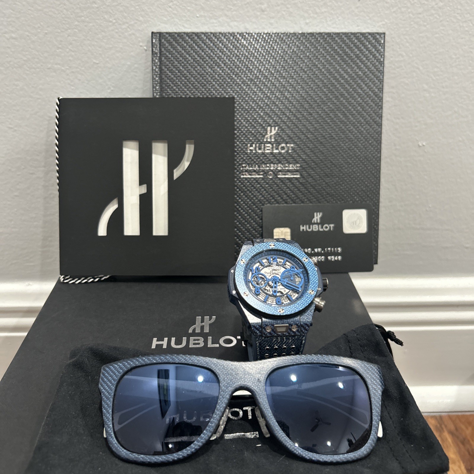 Hublot Big Bang Unico Italia Independent $26K MSRP Carbon WITH HUBLOT GLASSES