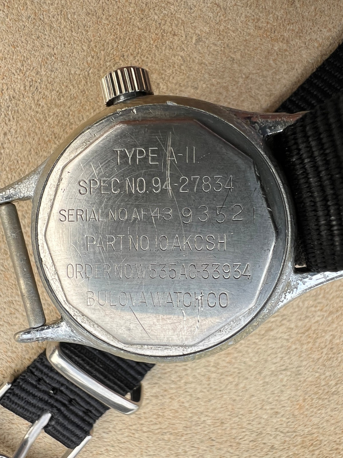 Vintage Bulova A-11 military watch WW2 10AKCH gilt black Hacks Serviced Works