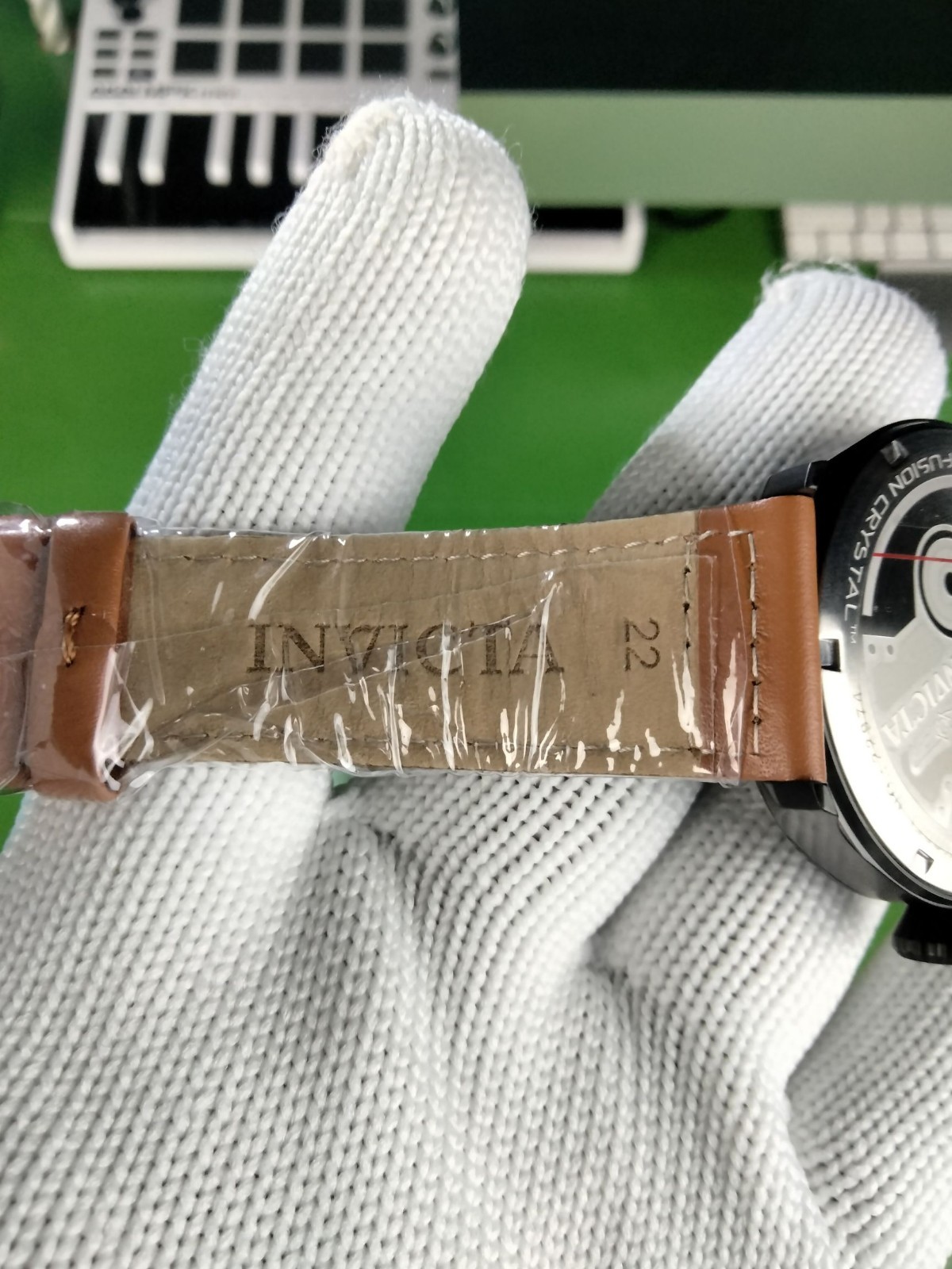 Invicta Aviator 22974 Men Black Case & Dial Tan Leather Strap Quartz Watch 45 mm