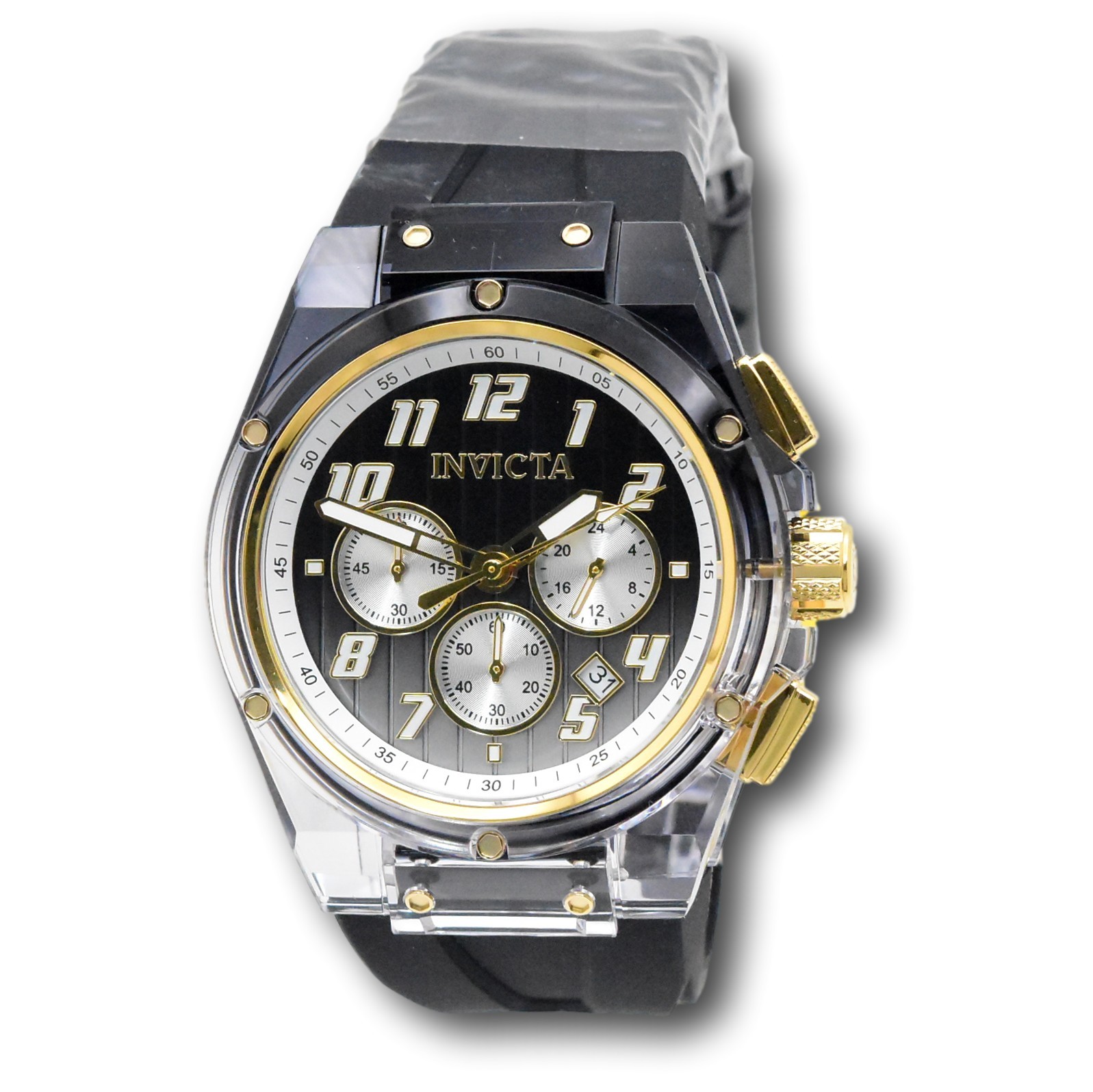 Invicta S1 Rally Prism Color Flip Men’s 44mm Clear Case Chrono Watch 47352