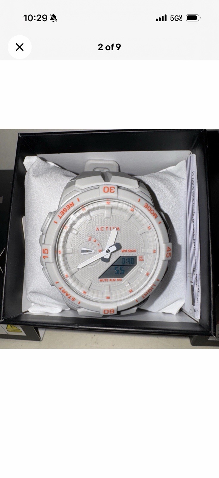Activa Analog-Digital Quartz Sport Watch 50m White Resin, Box & Manual