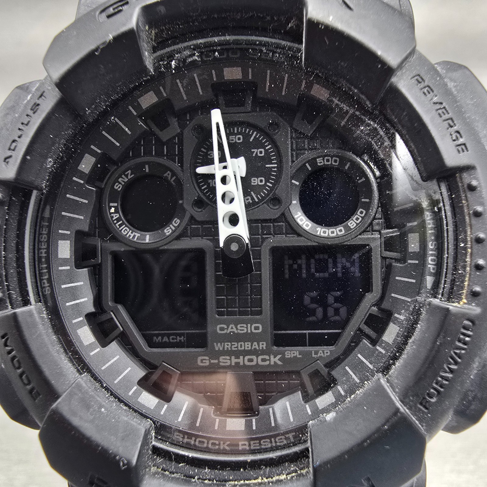 Casio G-Shock GA-100 Watch Men 51mm Black Alarm Chronograph Timer New Battery