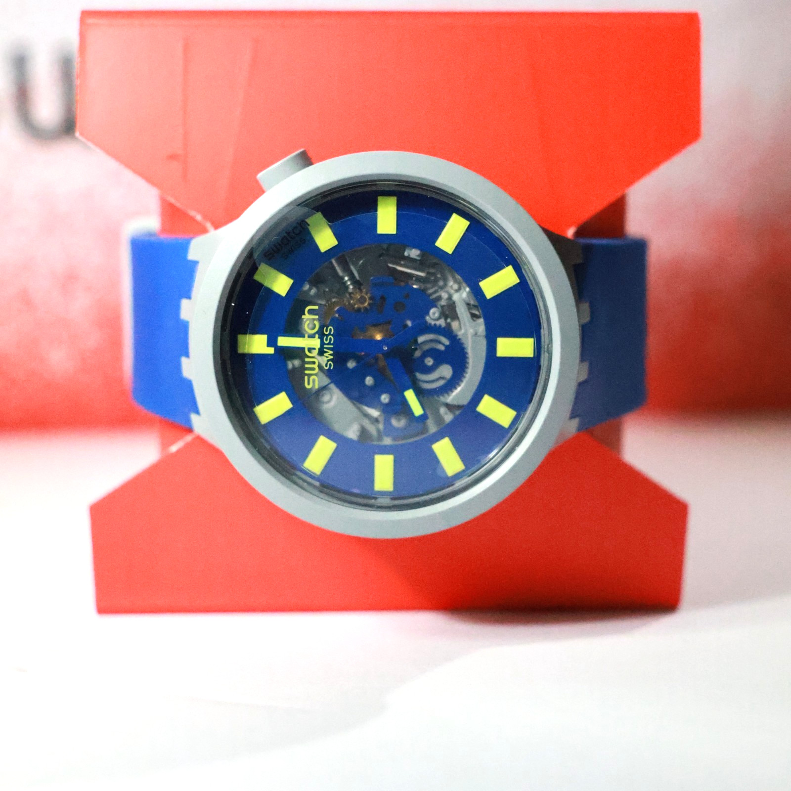 New Swiss Made LIMY SB03M103 Navy Gray Bolt Quartz Big Bold 47MM BIOCERAMIC NEW