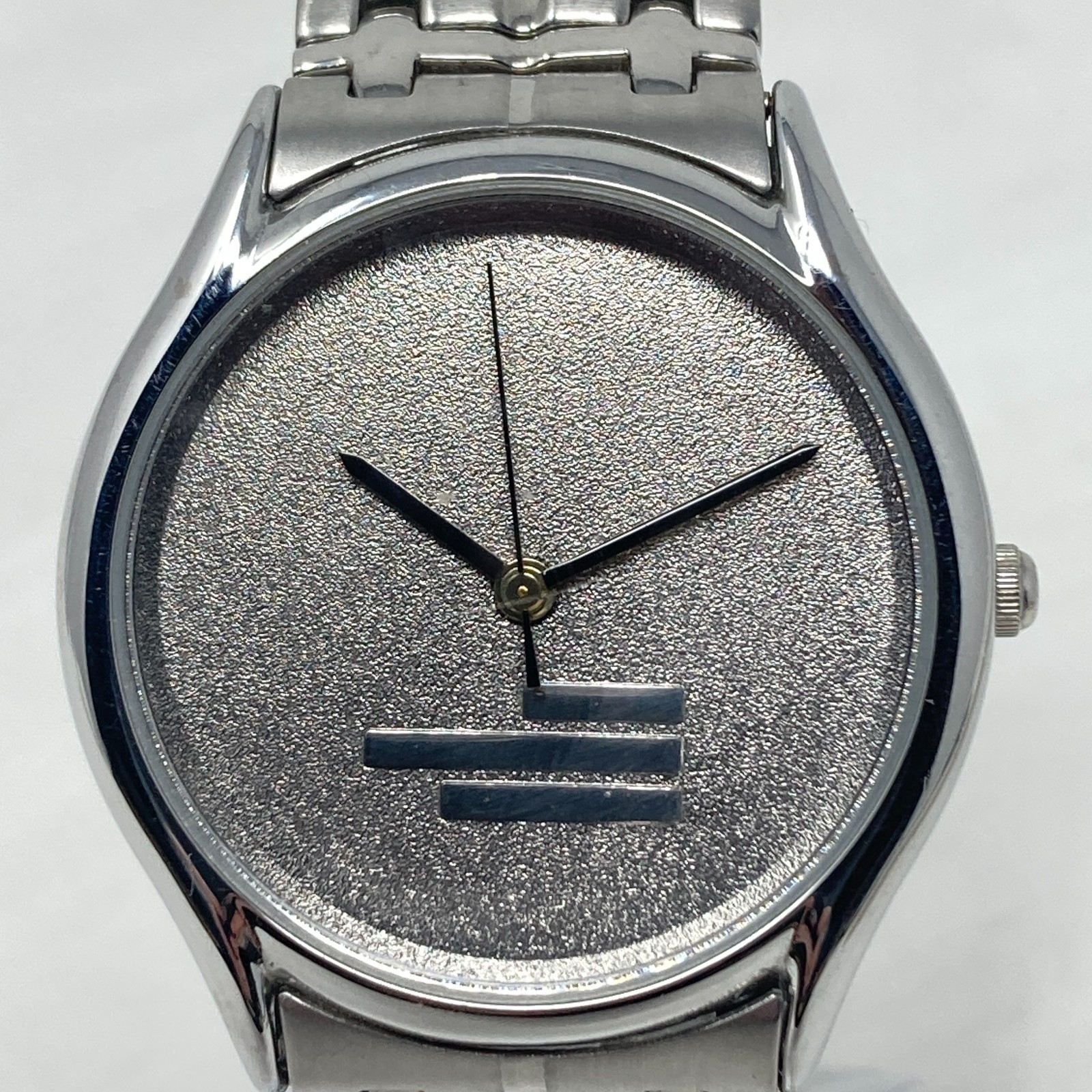 Vintage Montreux Watch Men Silver Tone 34mm Brushed Minimal New Battery 7.25″
