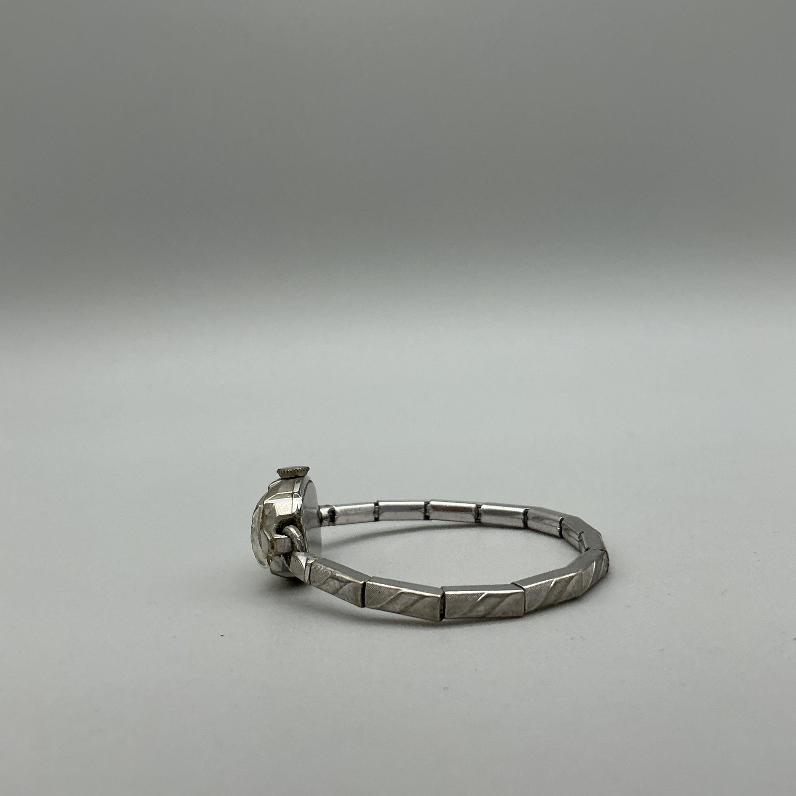 Vintage Bulova Womens Watch 13mm Cocktail Watch Silver Tone Manual Stretch