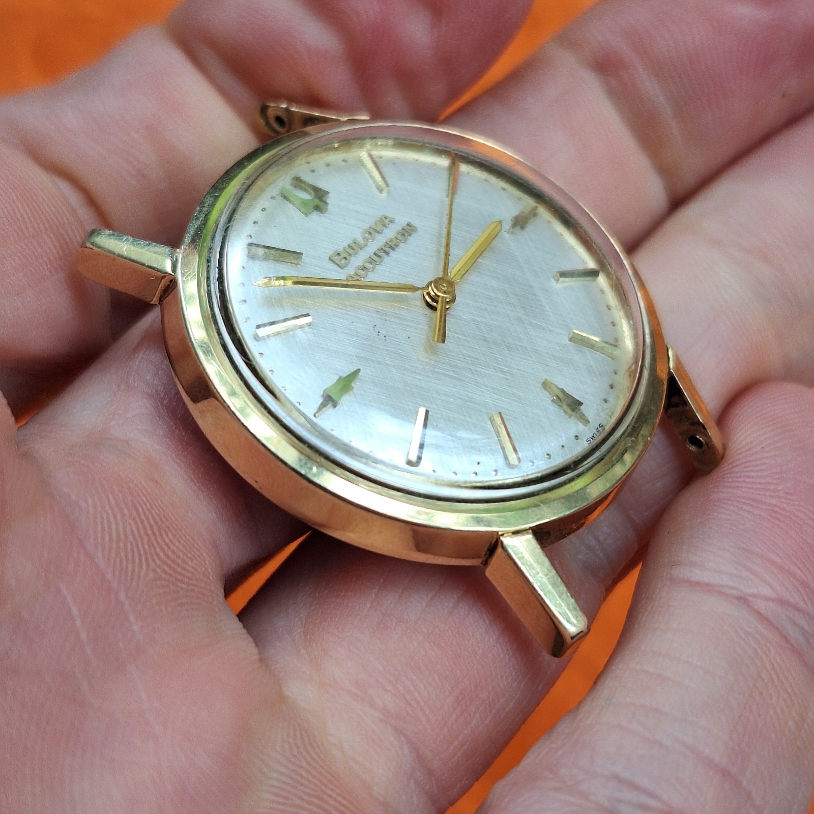 1965 BULOVA 214H HACKING ACCUTRON TUNING FORK SWISS VERSION GOLD CAPPED TOP
