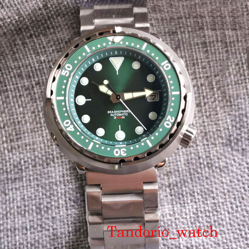 46.5mm Green Black Dial Sapphire Glass Luminous NH35A 200m Diver Automatic Watch