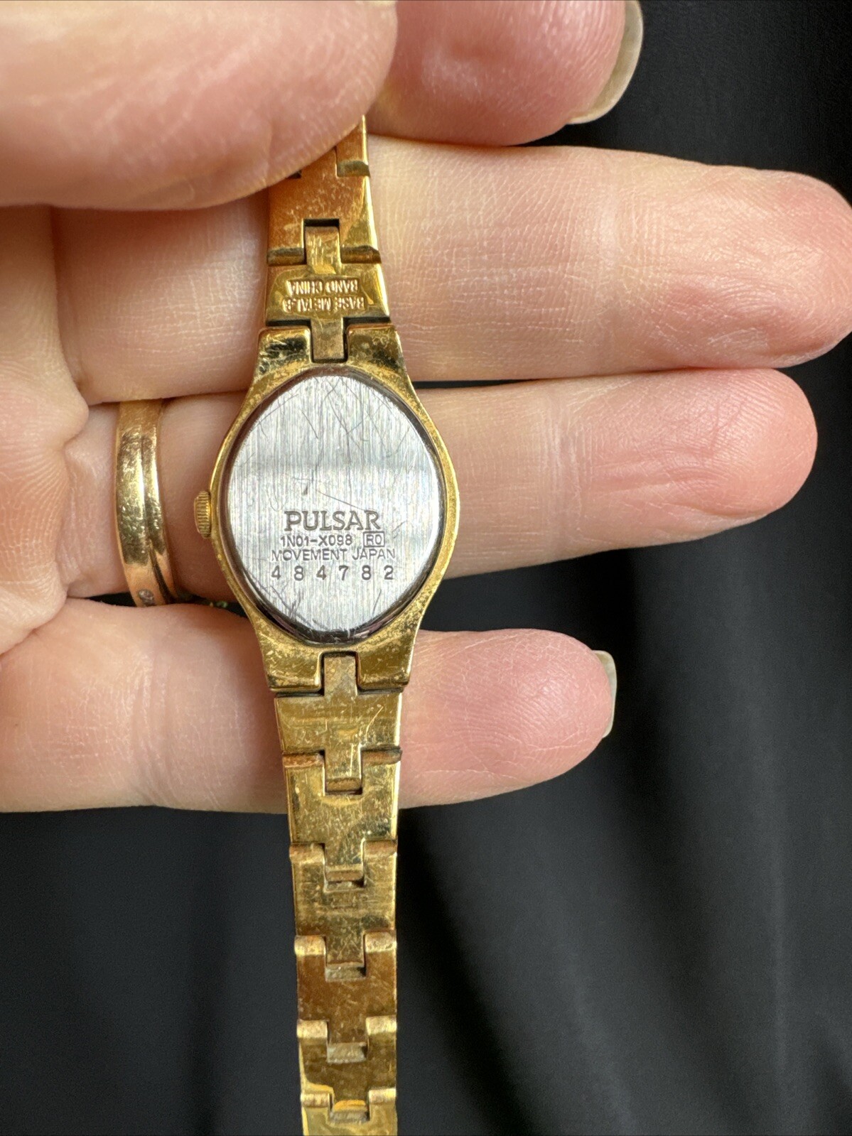 Pulsar Rare Eye Shaped Gold Case One Piece Strap Antique Watch Untested