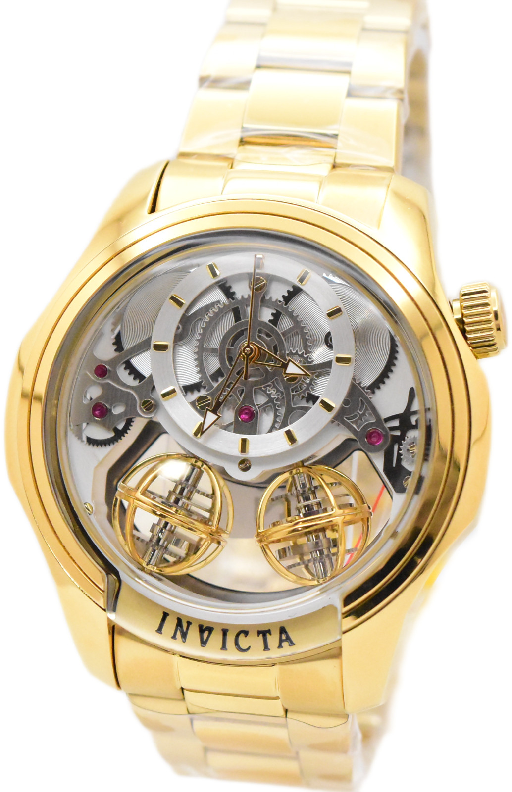 Invicta Specialty Twin-Axis Men’s 46mm Quartz Watch Gold Skeleton Dial 48900
