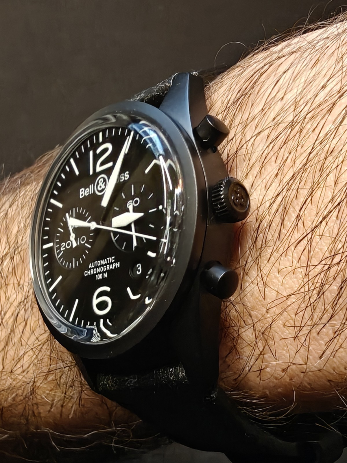 Bell and Ross br-126-94-sc Black Chronograph Tudor Black Bay Strap Swiss