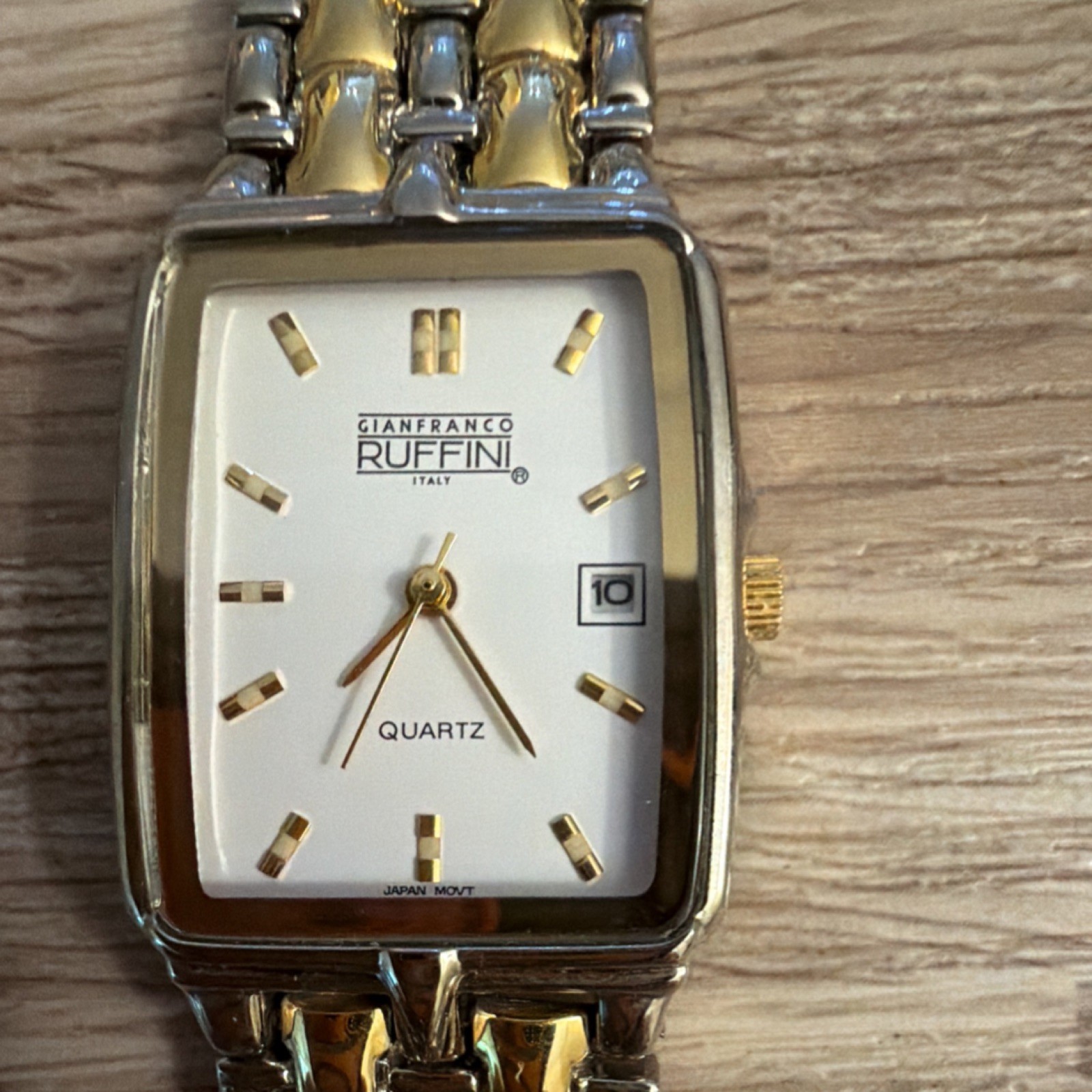 Gianfranco Ruffini Quartz 2-Tone Metal Men Date Watch w. Original Box