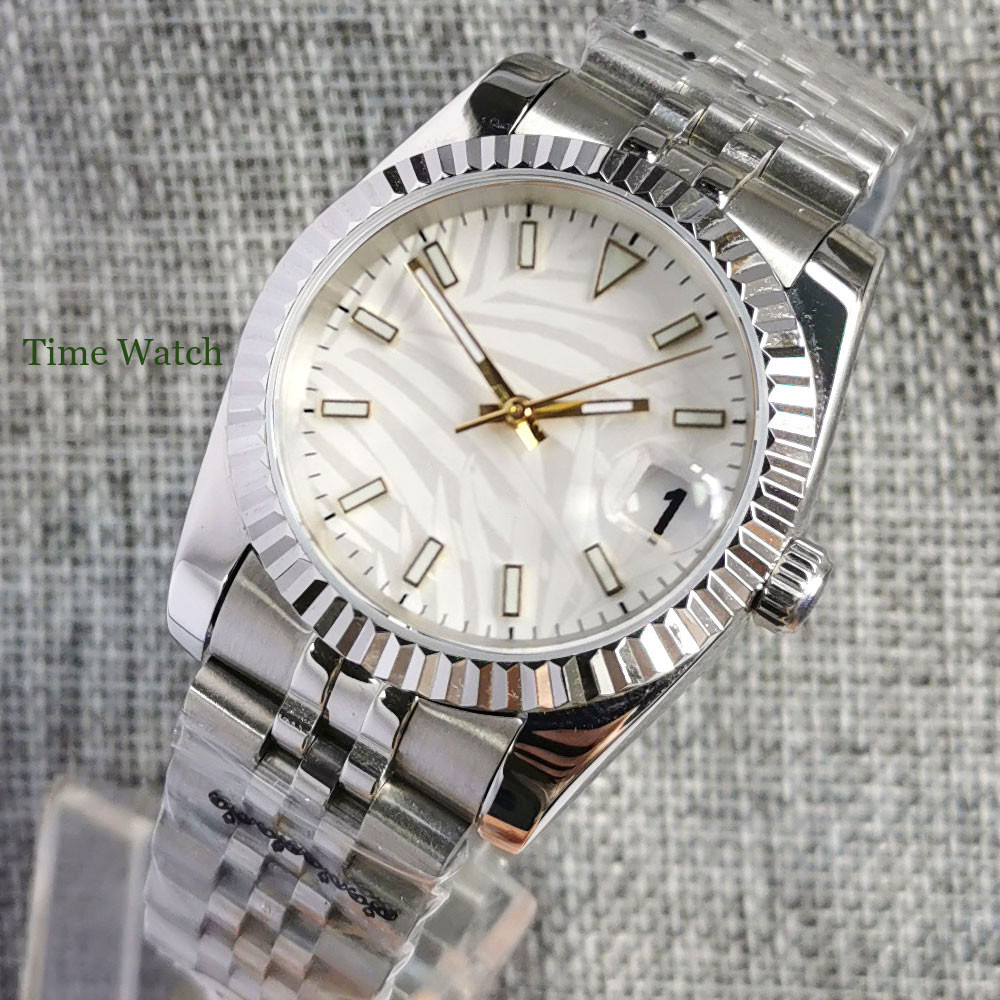 Sapphire Men’s Automatic Watch NH35 White Palm Polished Oyster Band 39mm/36mm