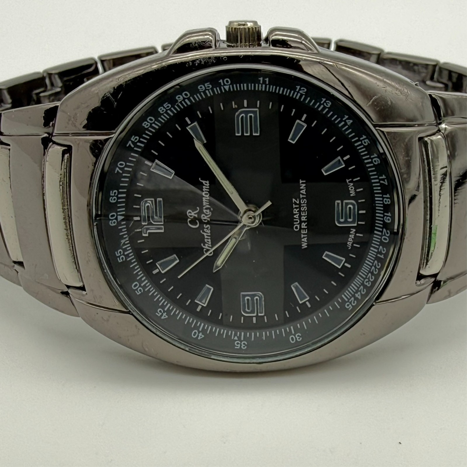 Men’s CHARLES RAYMOND Gunmetal Gray & Silver Two-Tone Bracelet Watch, 40mm, Runs