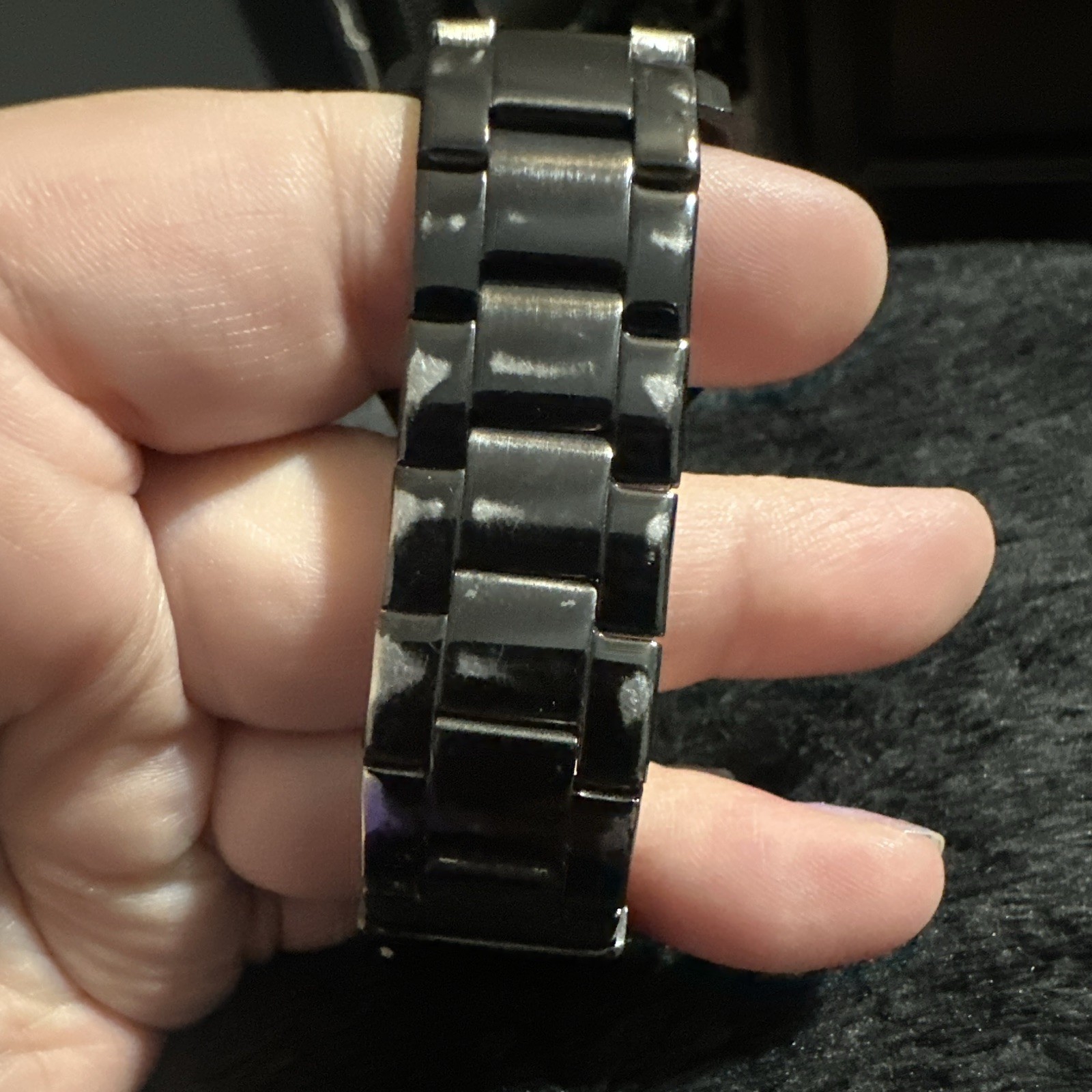 Fossil Women’s Black Stainless Steel Analog Quartz Watch Crystal Bezel 38mm