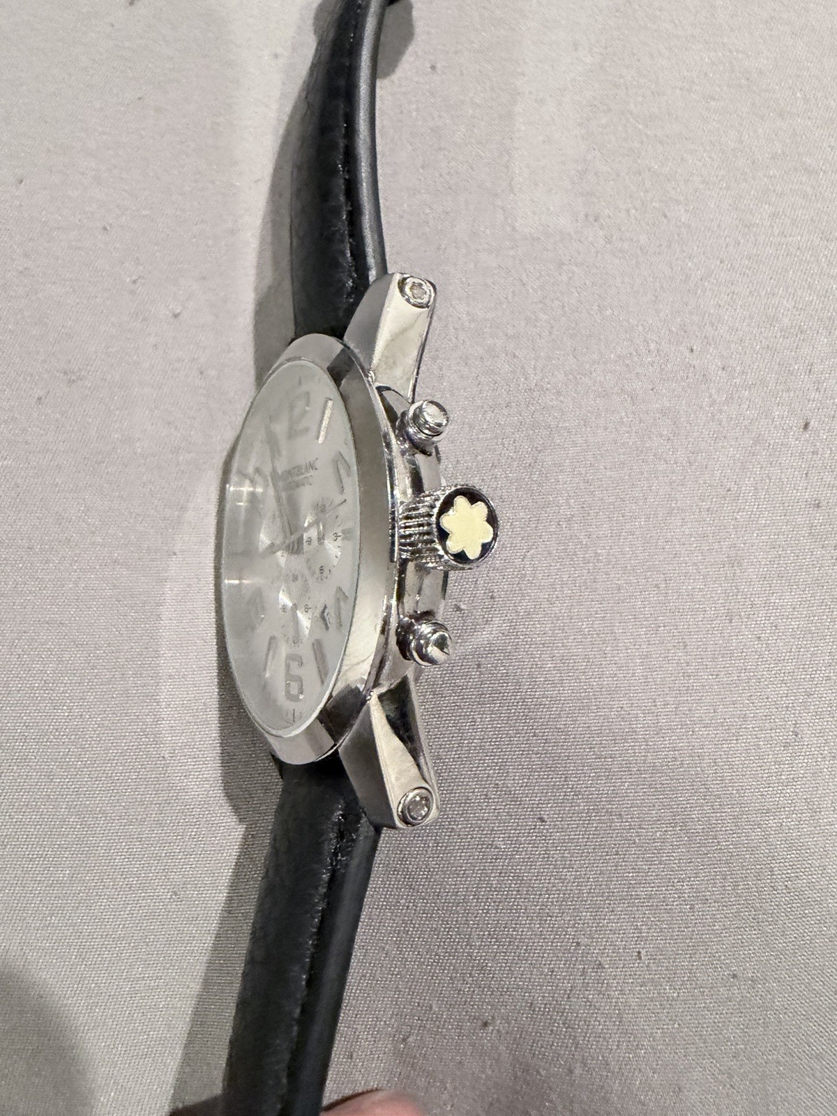 Montblanc Automatic Silver Dial Date Black Leather Strap Wristwatch 9168