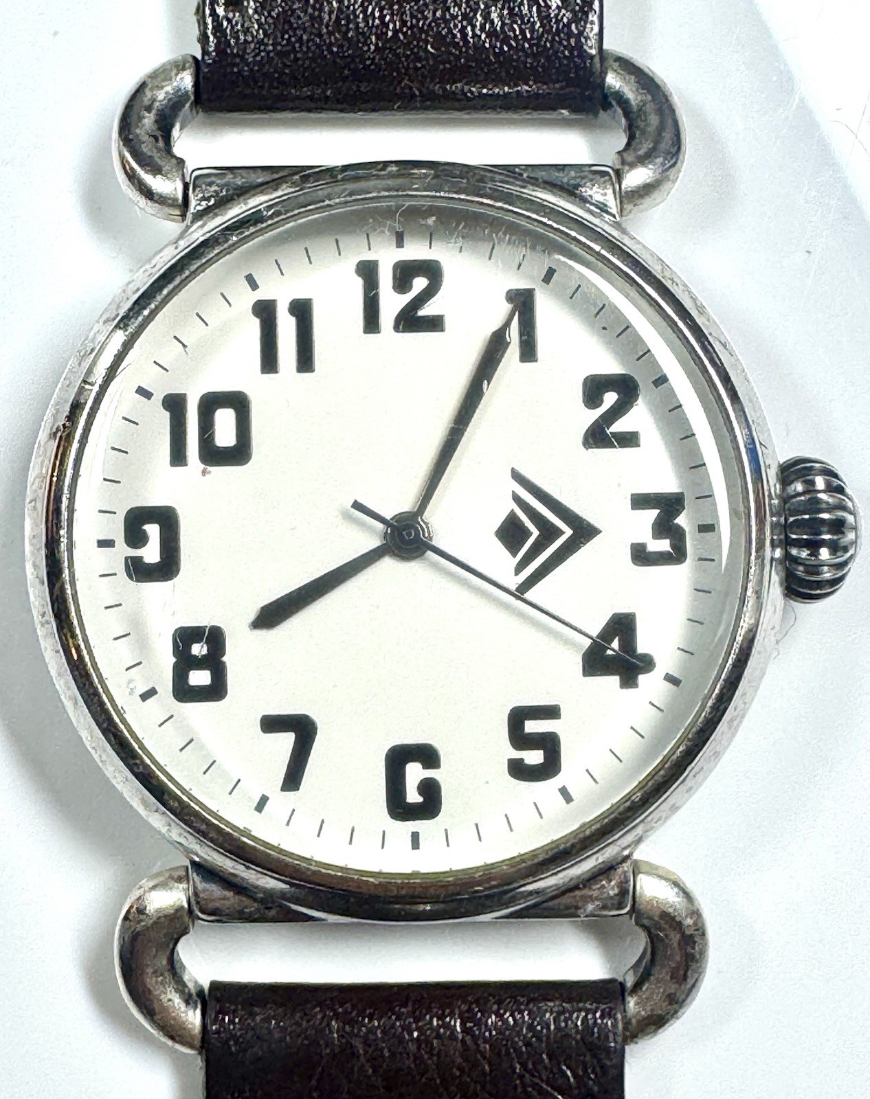 Silpada Mens Field Watch 40mm OD Green Canvas Leather Chevron Logo NEW BATTERY
