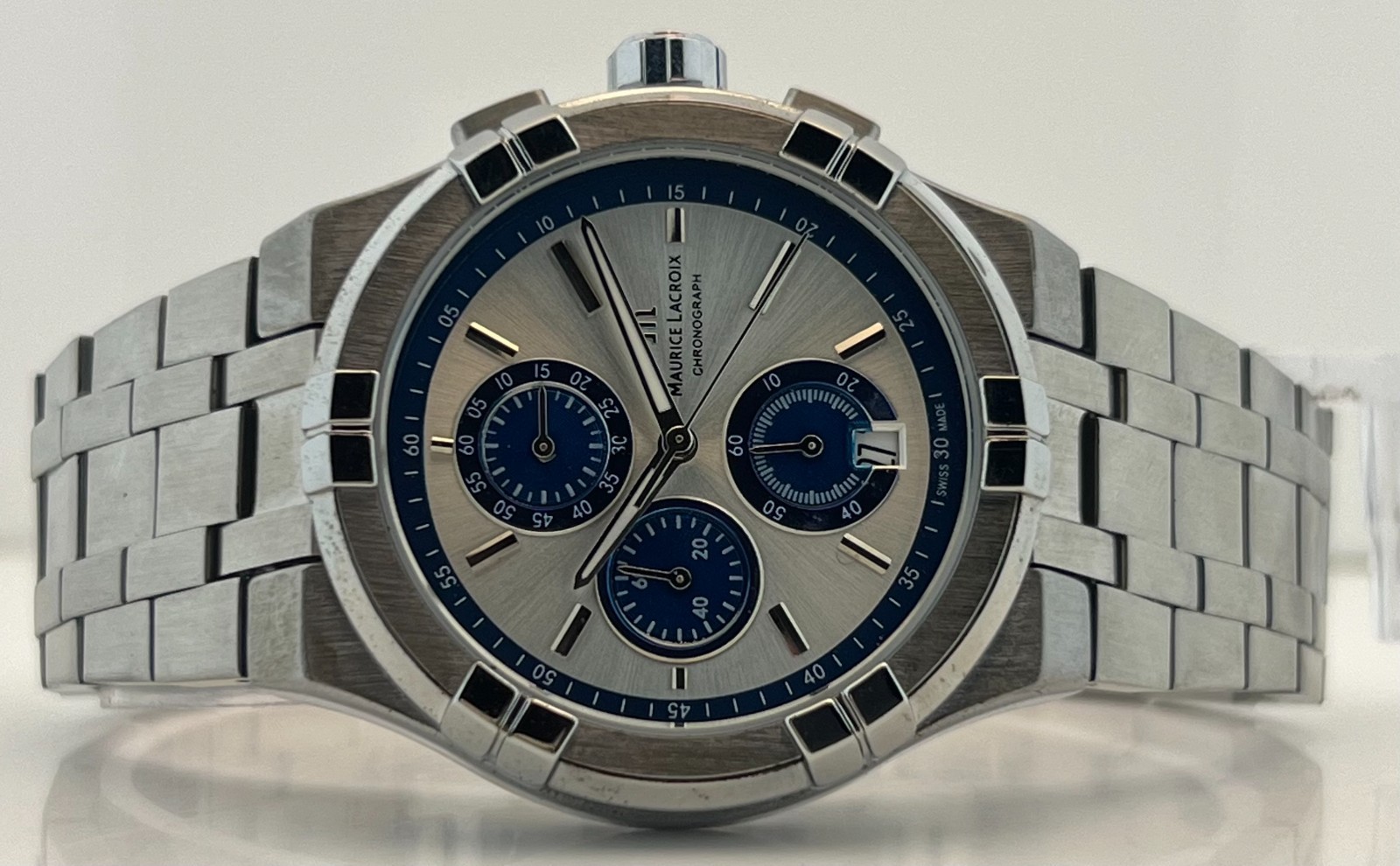 Refurbished Maurice Lacroix AIKON Chrono Quartz White Dial Sub-Sec/Date Watch