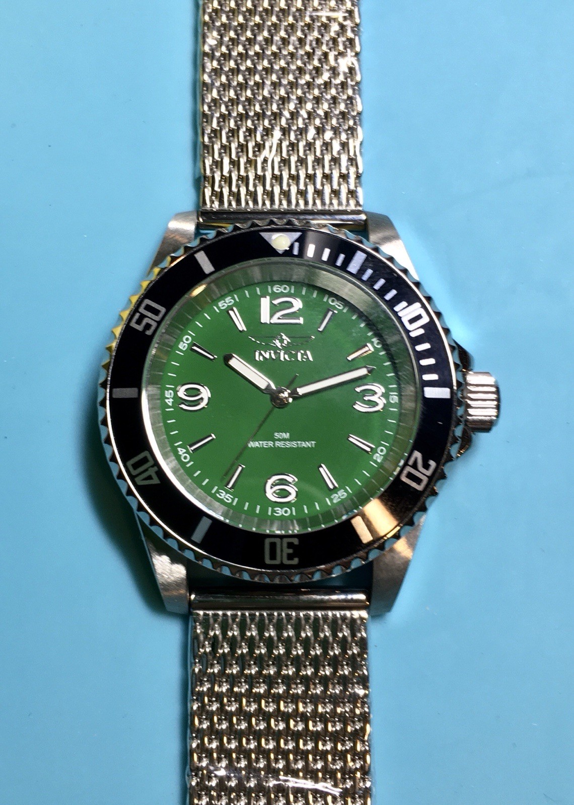 INVICTA PRO DIVER GREEN FATHOMS STYLE NO DATE ALPHA NUMERIC 40MM QUARTZ CUSTOM